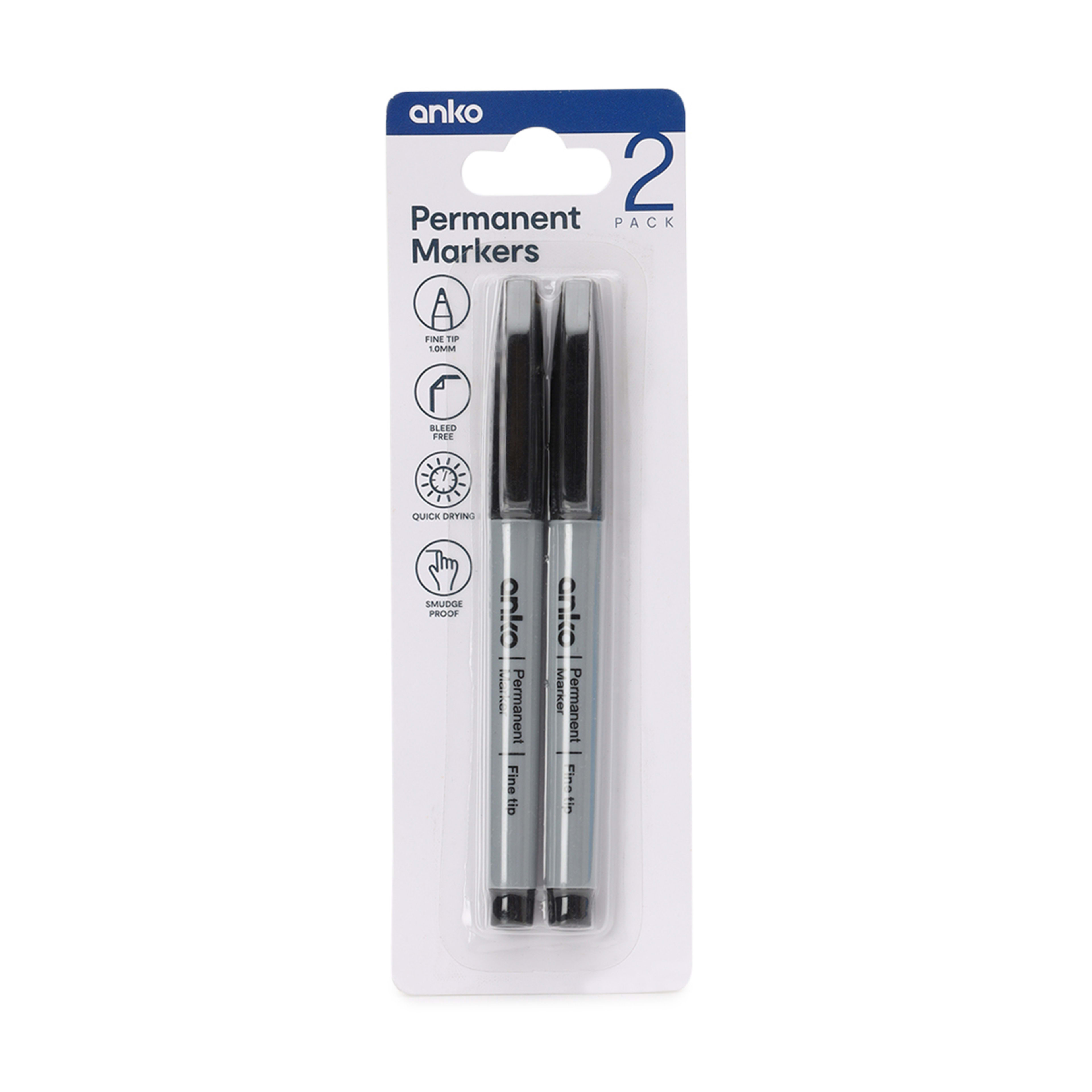 1 2 Pack Permanent Markers - Black