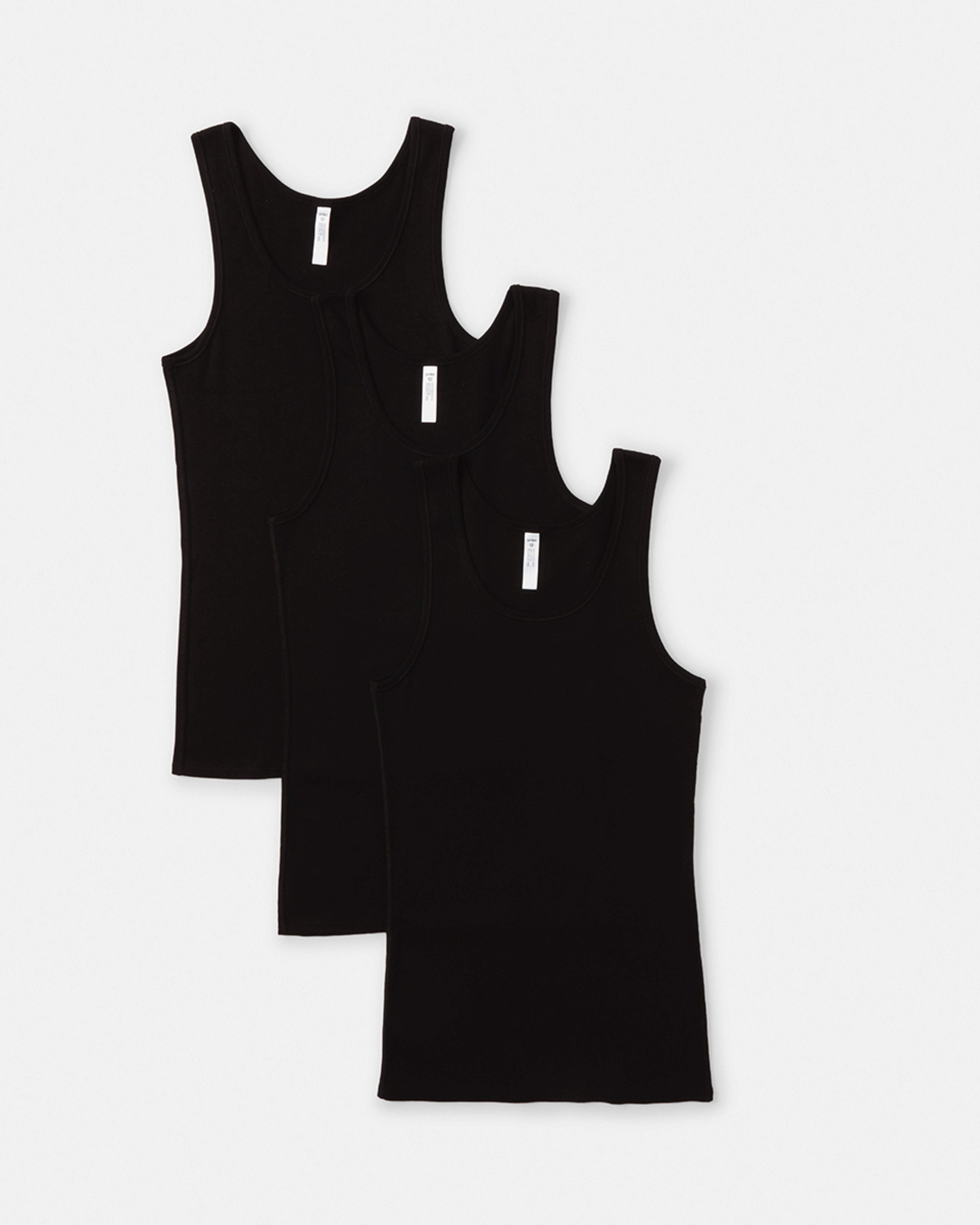 1 3 Pack Essential Cotton Tank Black, 1 of 9