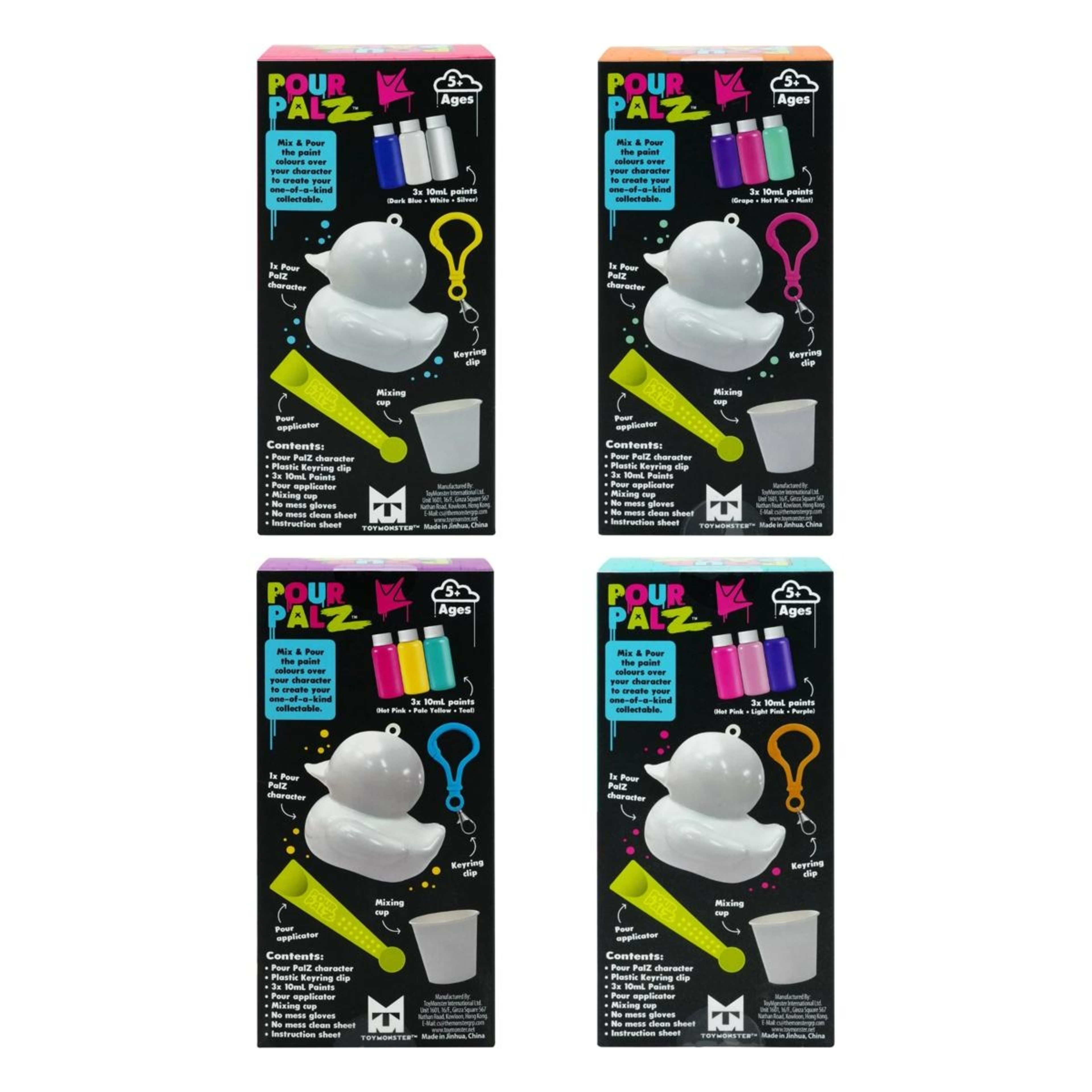 5 Pour Palz Mini Paint Duck Keyring - Assorted, 5 of 5