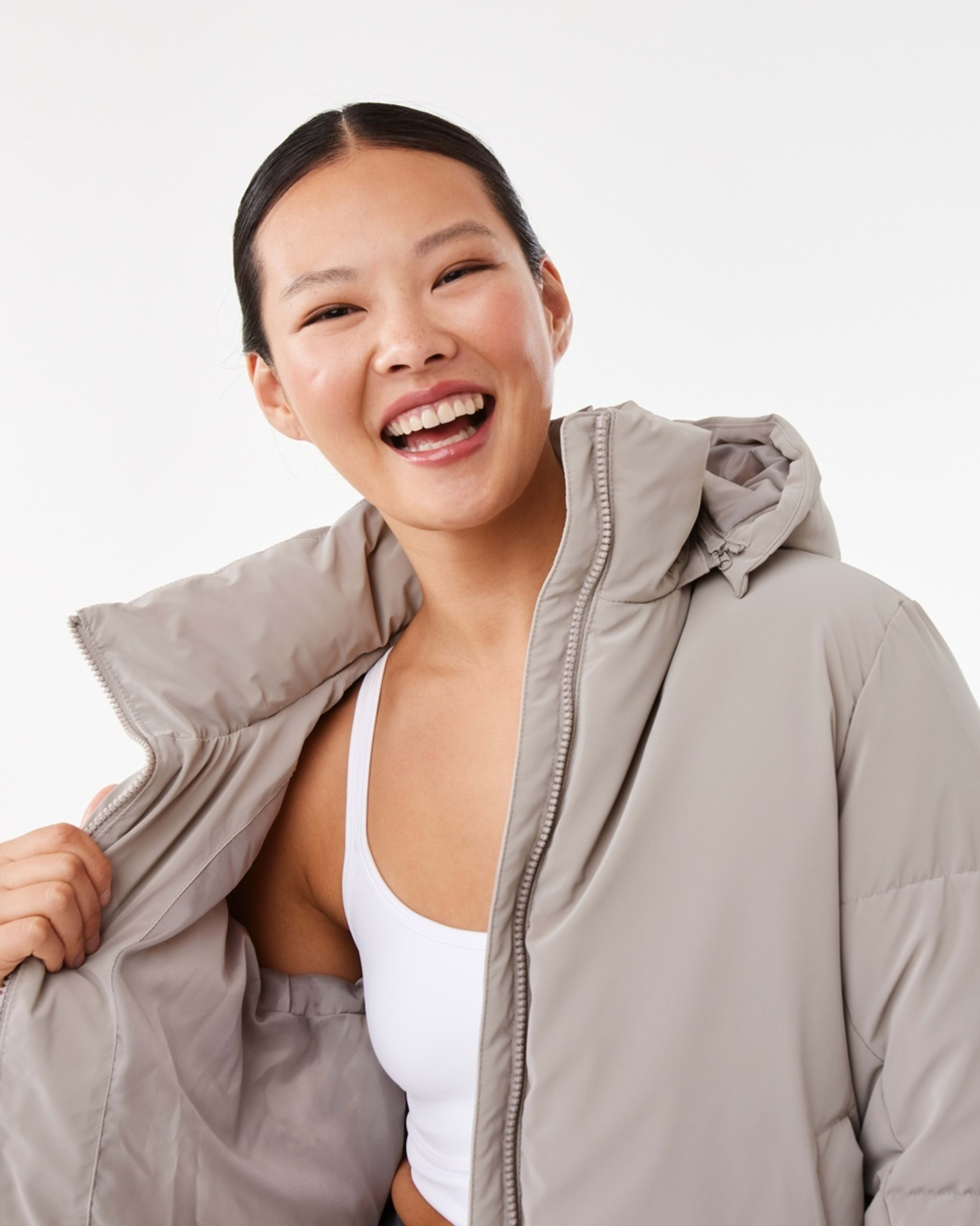 5 Active Womens Mid Length Puffer Jacket Porp Gry, 5 of 8