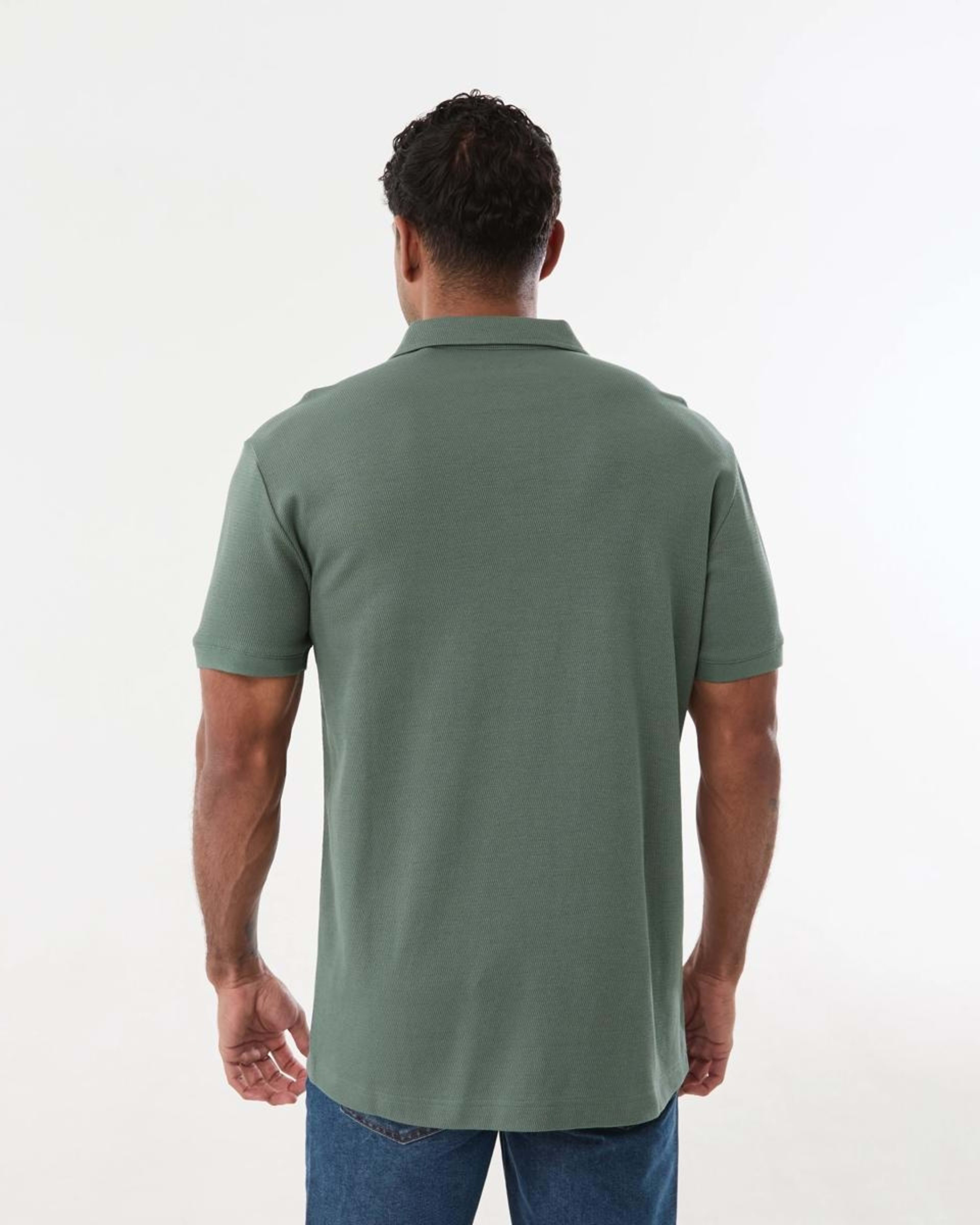 3 Textured Polo Shirt AGAVE, 3 of 5