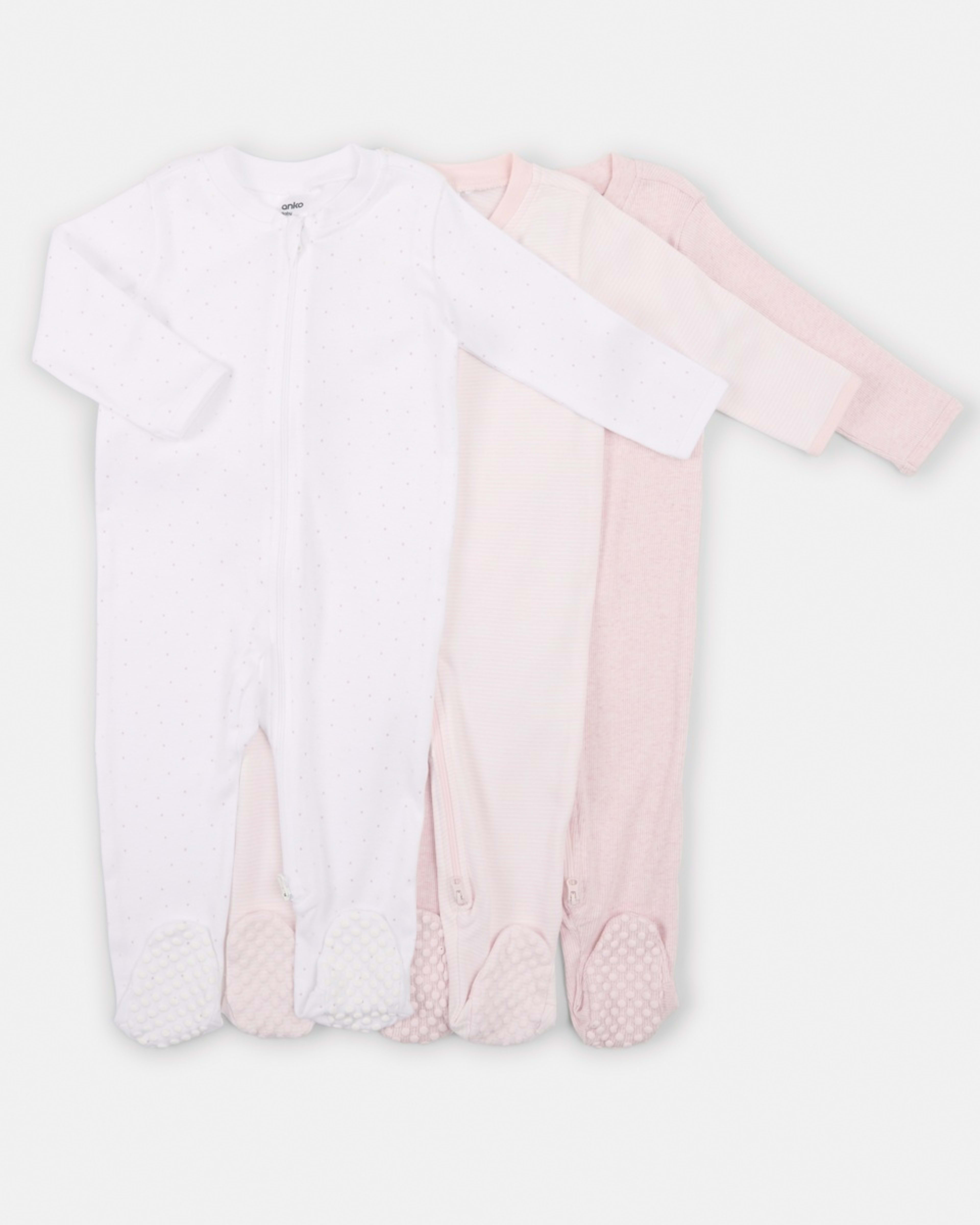 1 3 Pack Coveralls Pnk Dots