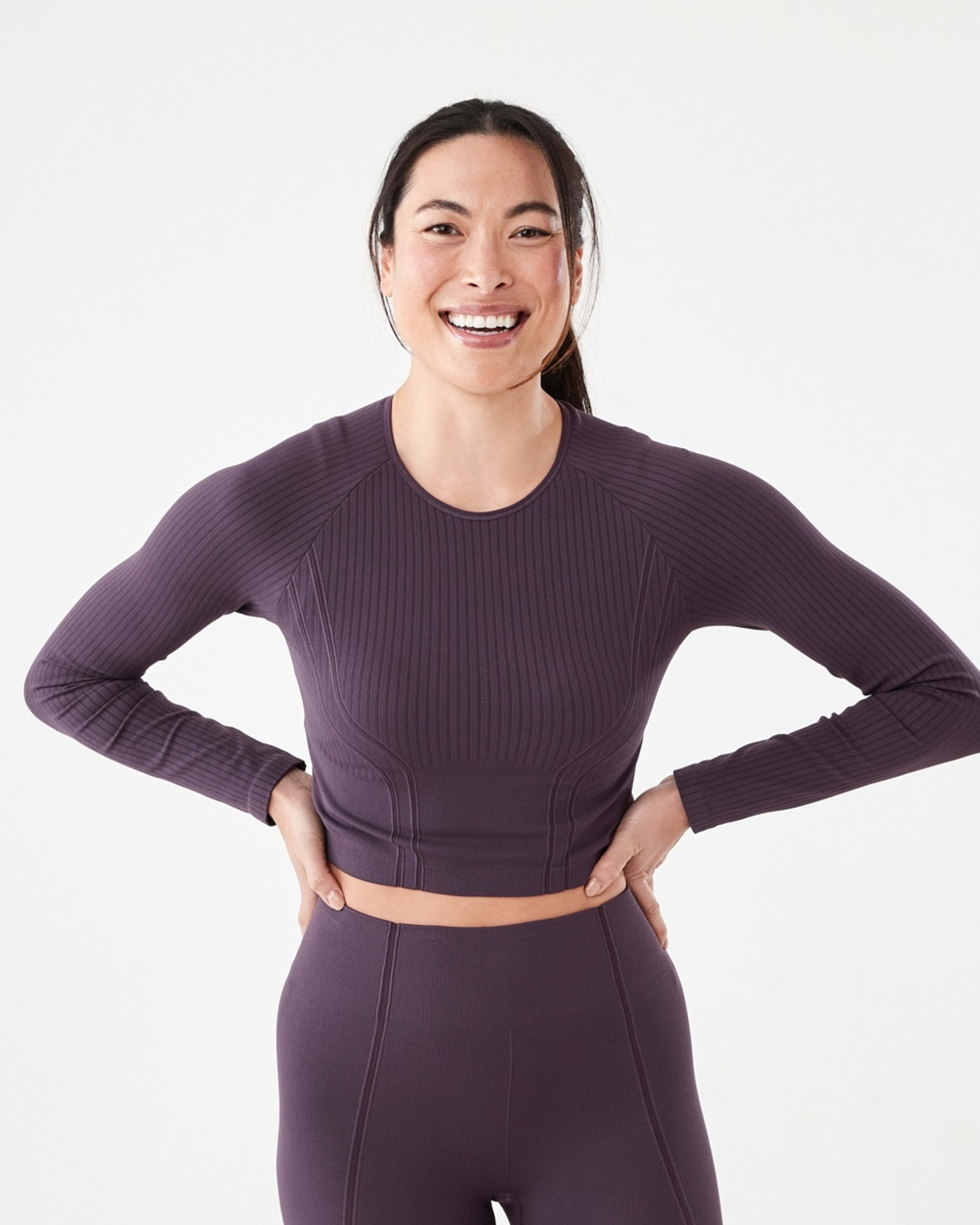 1 Active Womens Long Sleeve Seamfree Top Pur Rasin, 1 of 7