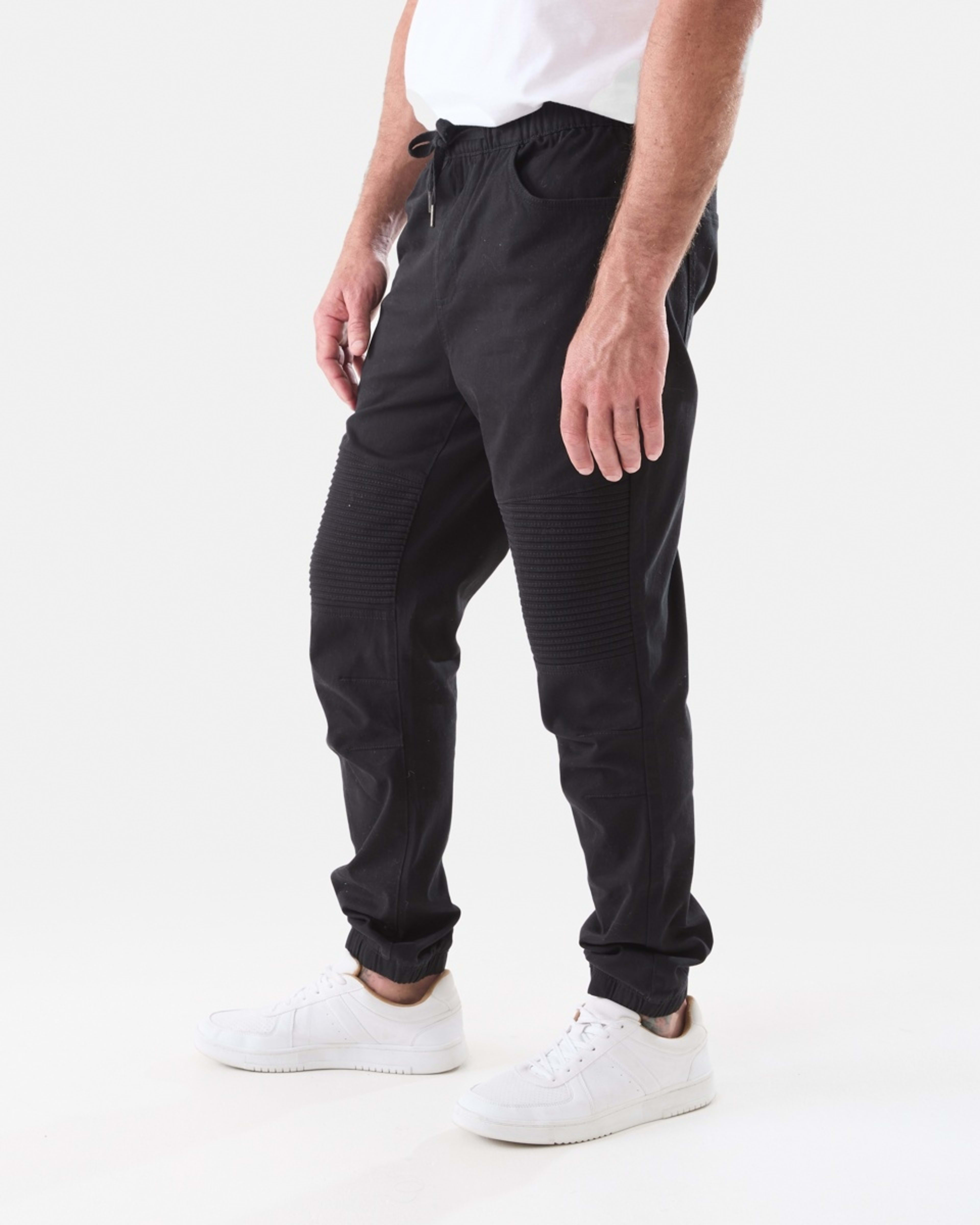 2 Elastic Waist Moto Joggers BLACK, 2 of 5