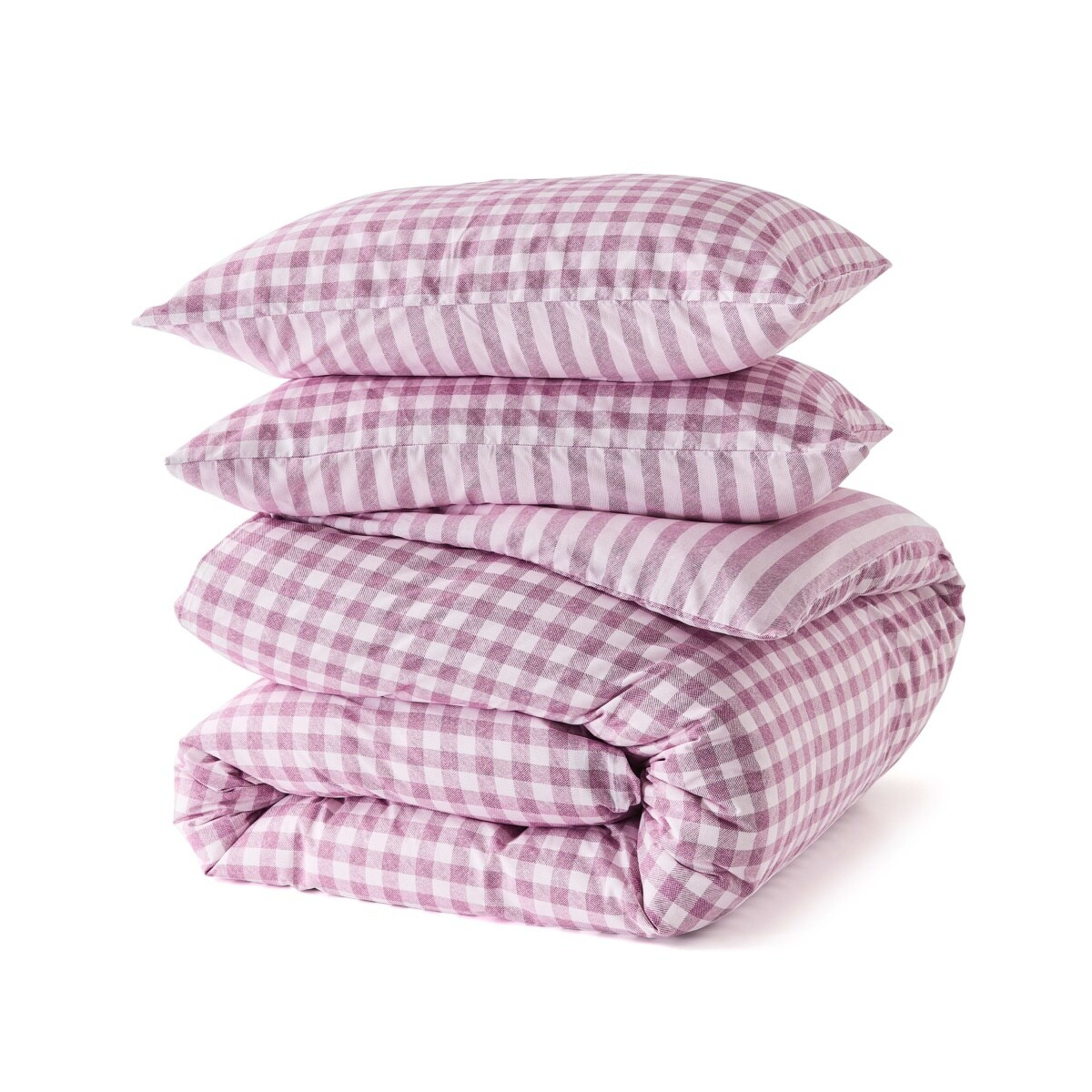 5 Gingham Cotton Rich Reversible Quilt Cover Set - King Bed, Berry, 5 of 7