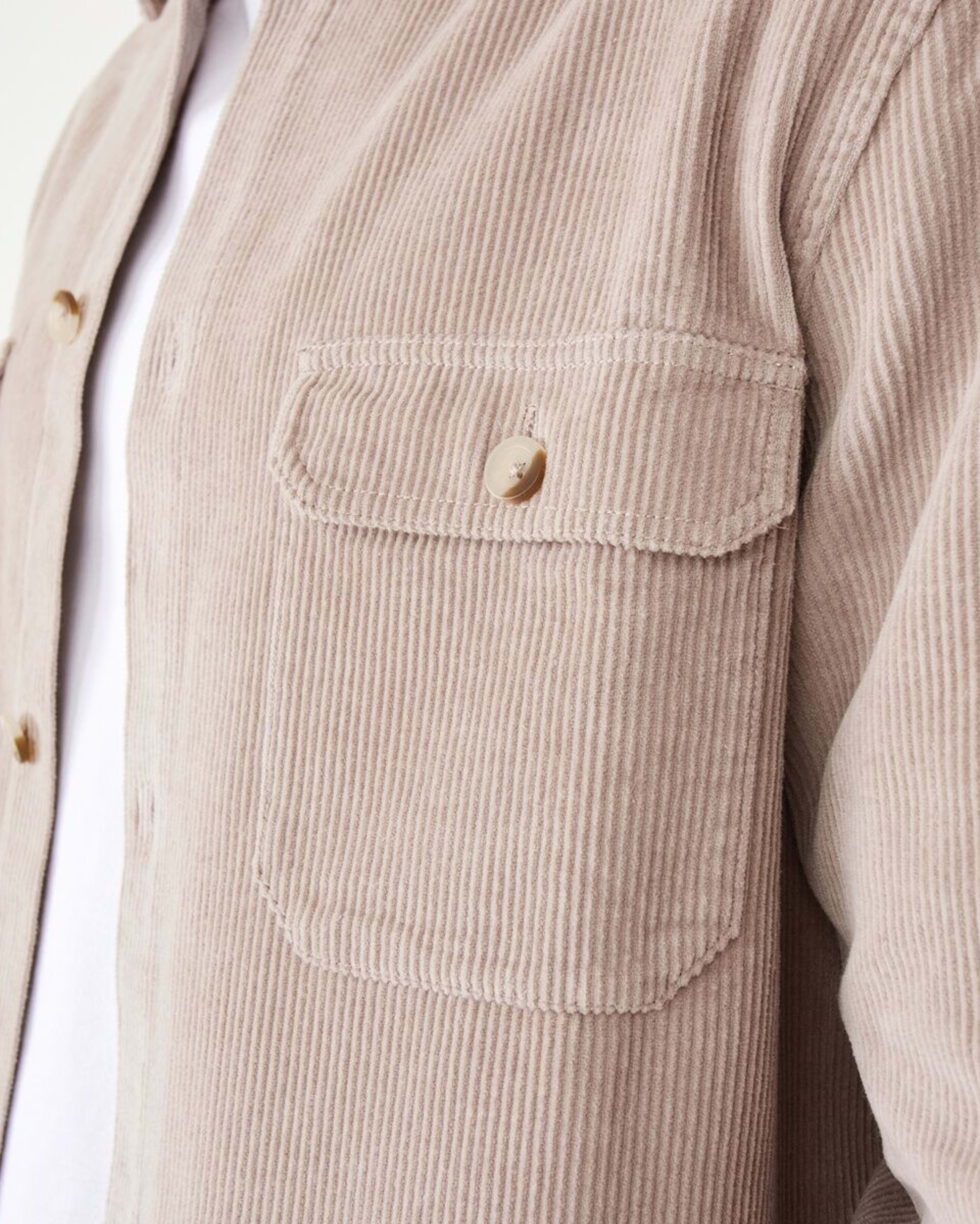 7 Long Sleeve Corduroy Overshirt String Beige, 7 of 8