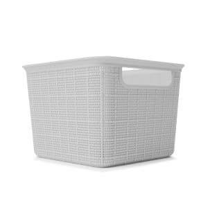 3.5L Square Linen Weave Basket - Grey
