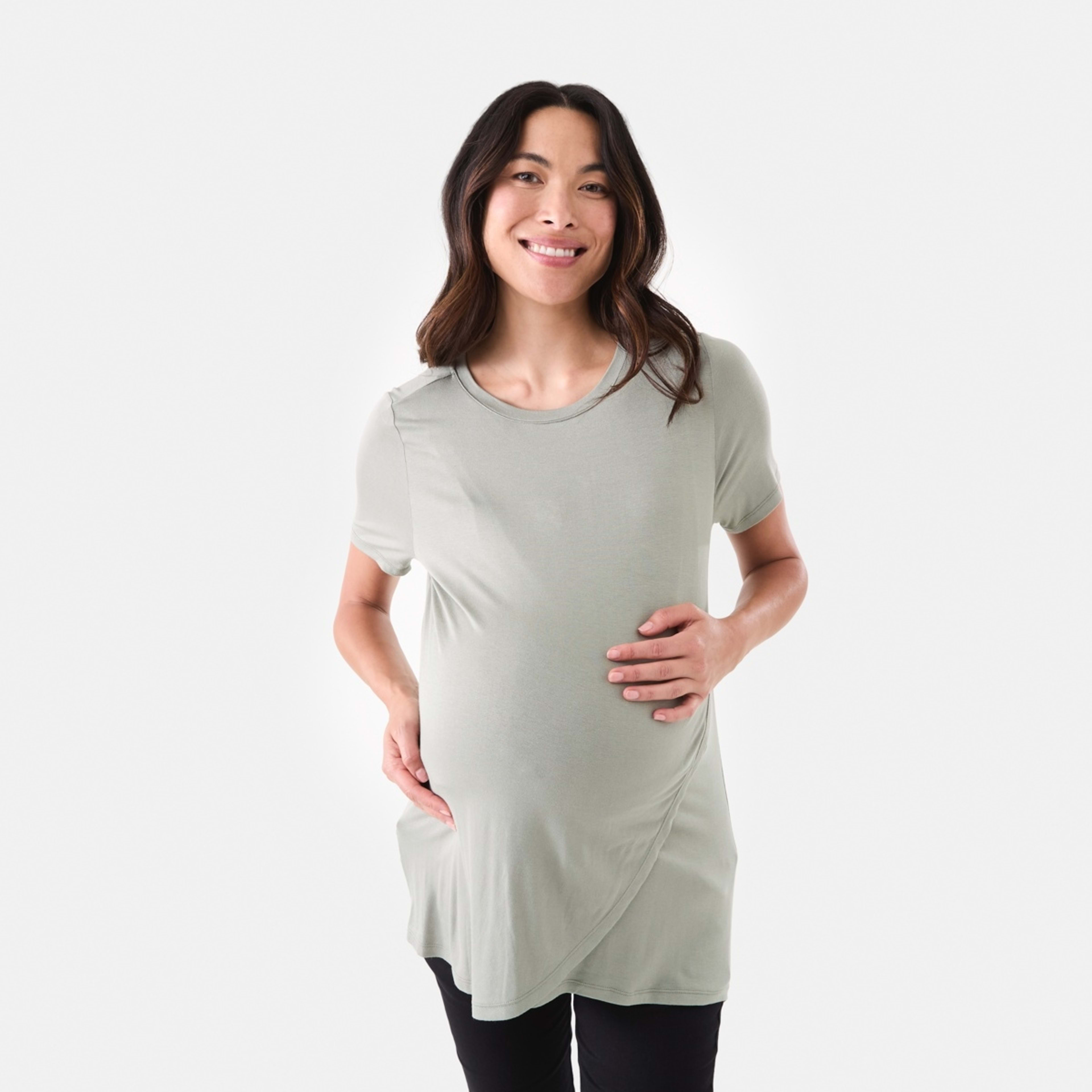 1 Maternity Overlay T-shirt Soft Khaki, 1 of 5