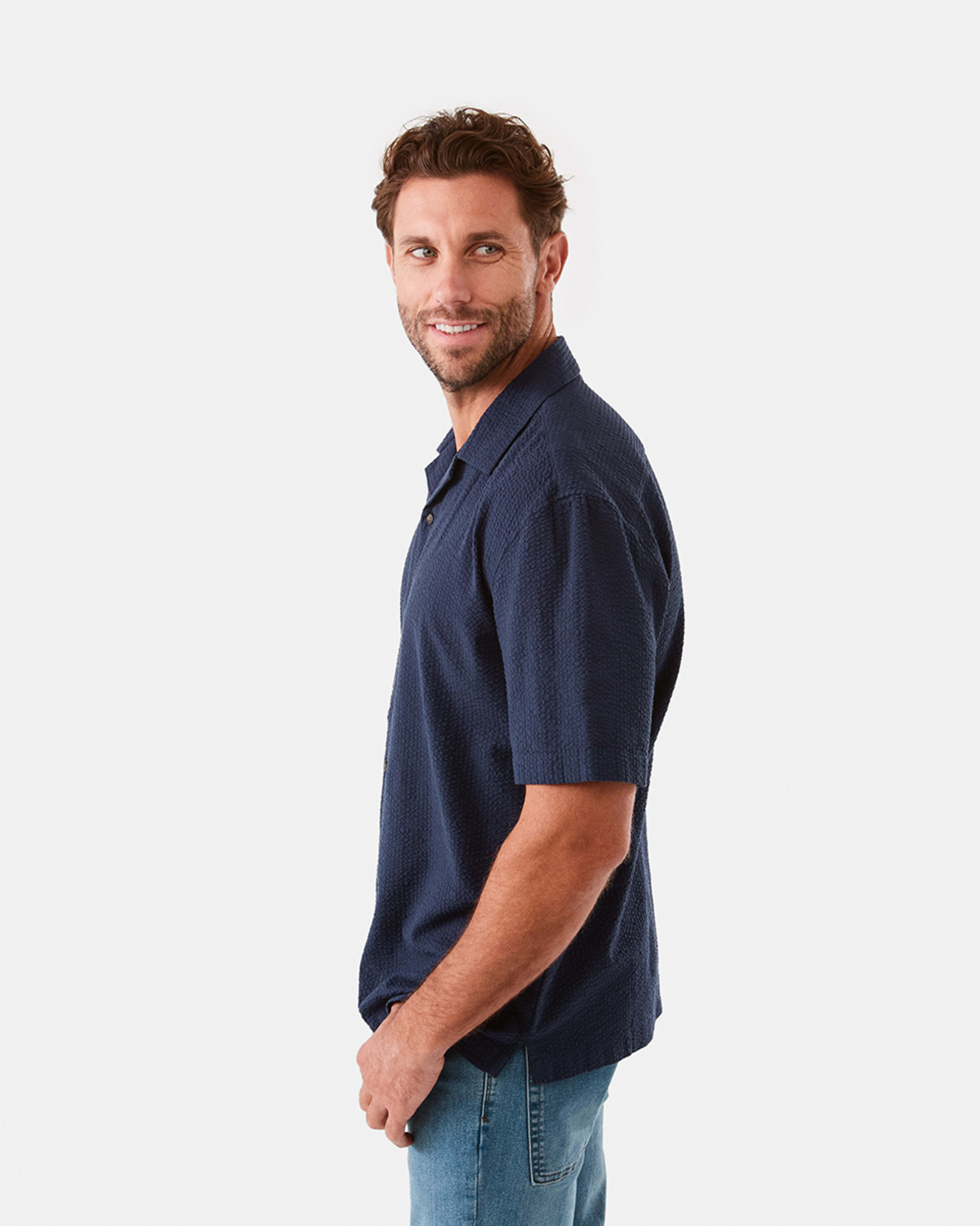 2 Short Sleeve Seersucker Shirt Blu Pcoat, 2 of 7