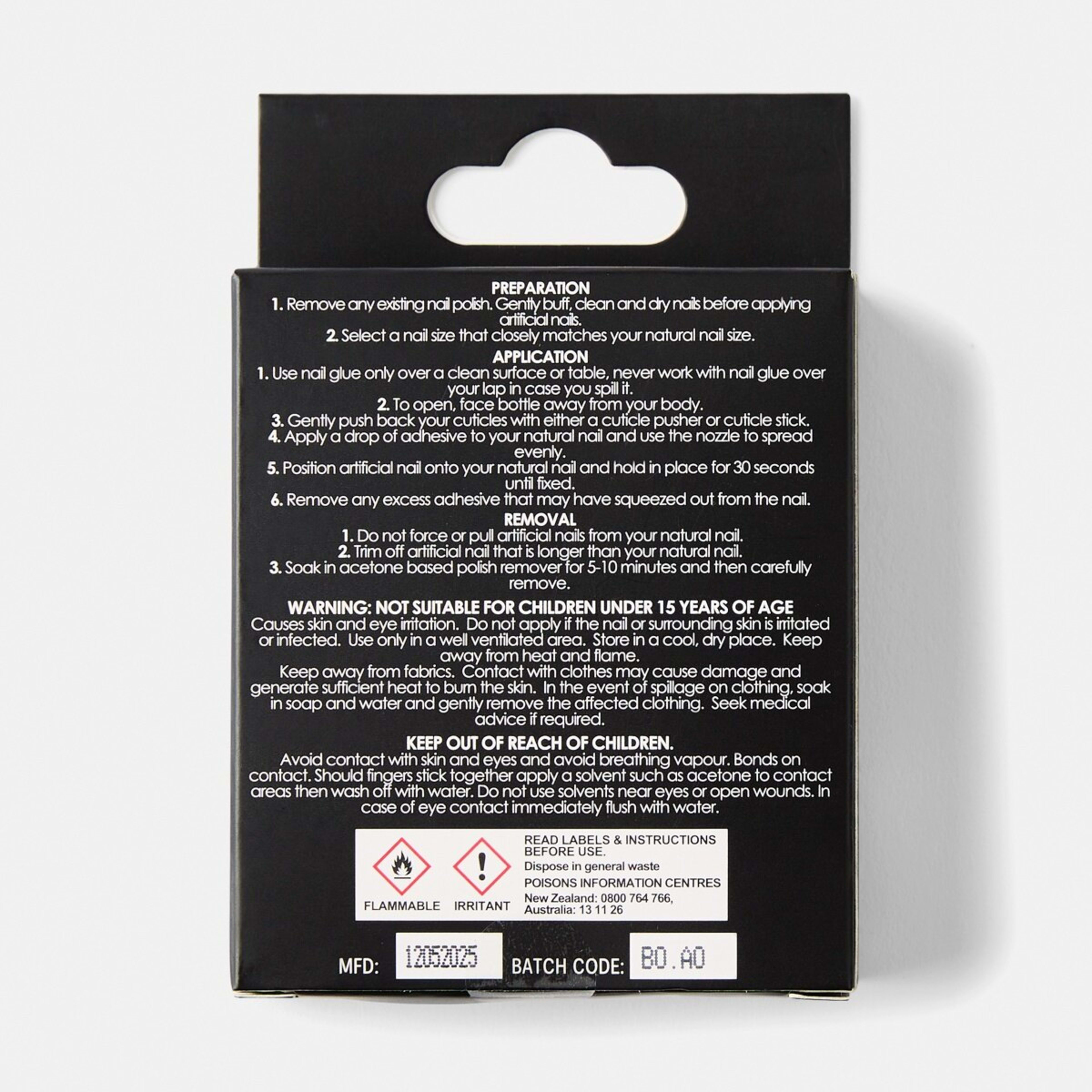 2 OXX Cosmetics 24 Pack Artificial Nails with Adhesive - Stiletto Shape, Butterfly, 2 of 5