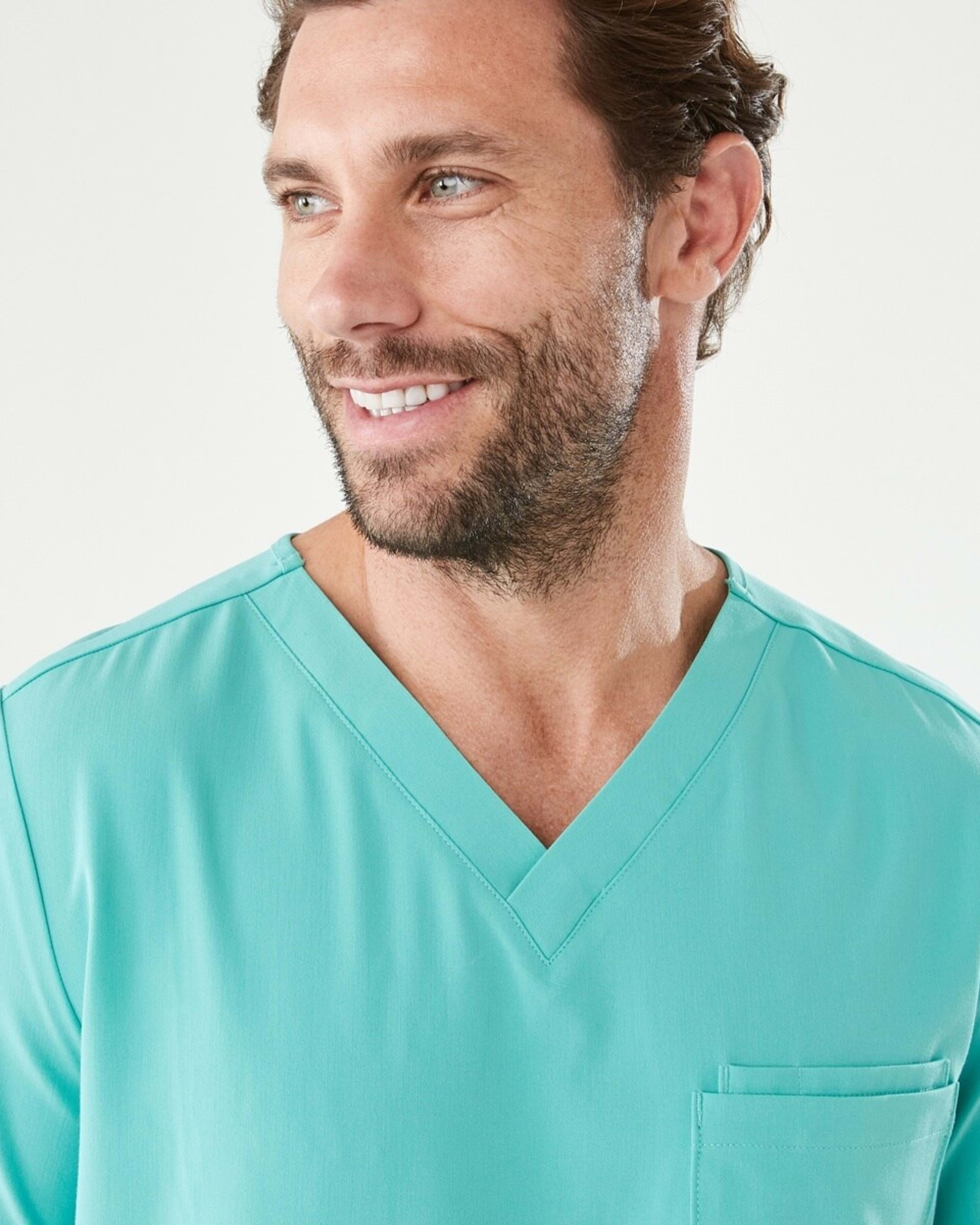 5 Work Short Sleeve Scrub Top Blue Turquoise, 5 of 10