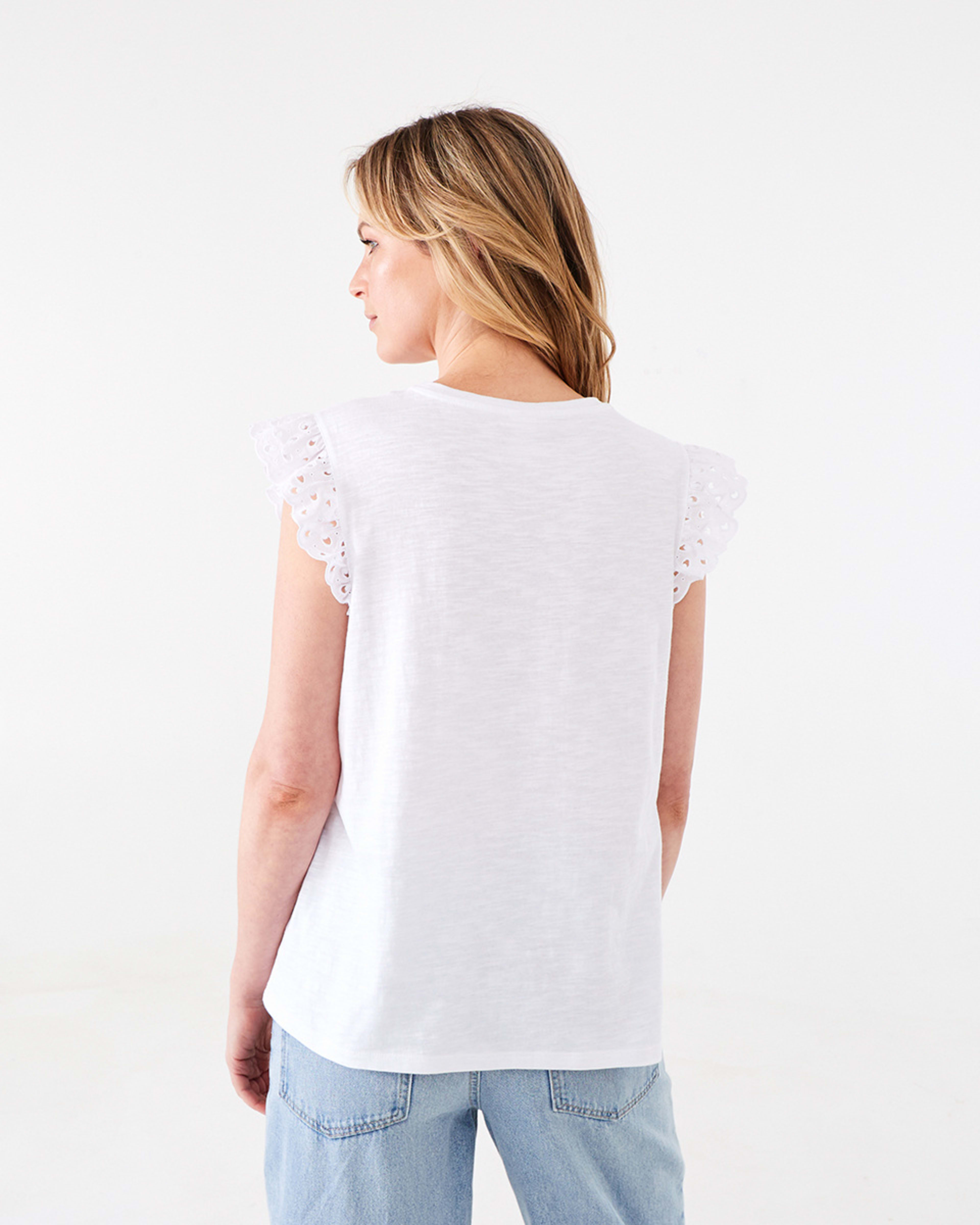 3 Sleeveless Broderie Shoulder Top White, 3 of 6