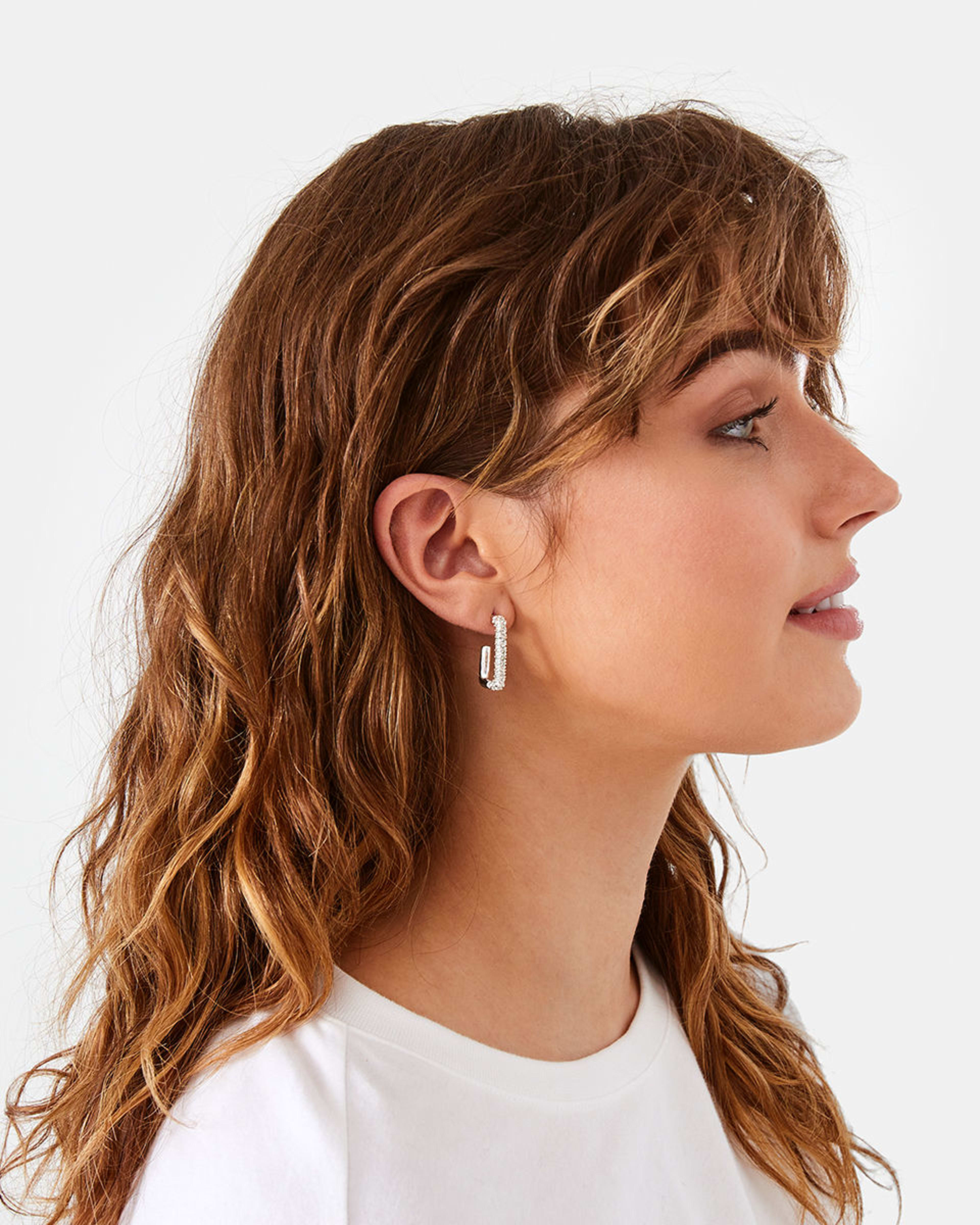 4 3 Pack Square Hoop Earrings - Silver Tone Silver, 4 of 5