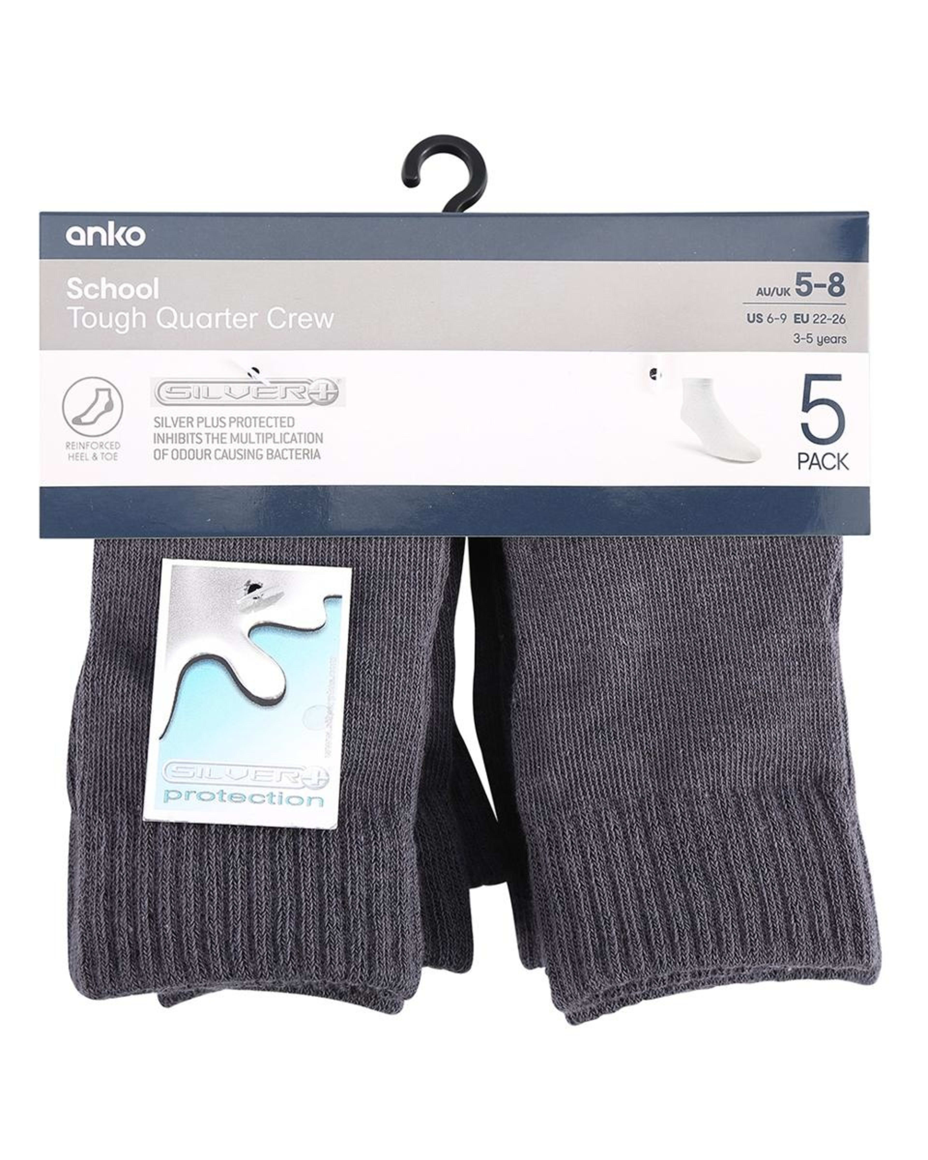 3 5 Pack Tough Quarter Crew Socks Gry Chmrle, 3 of 3