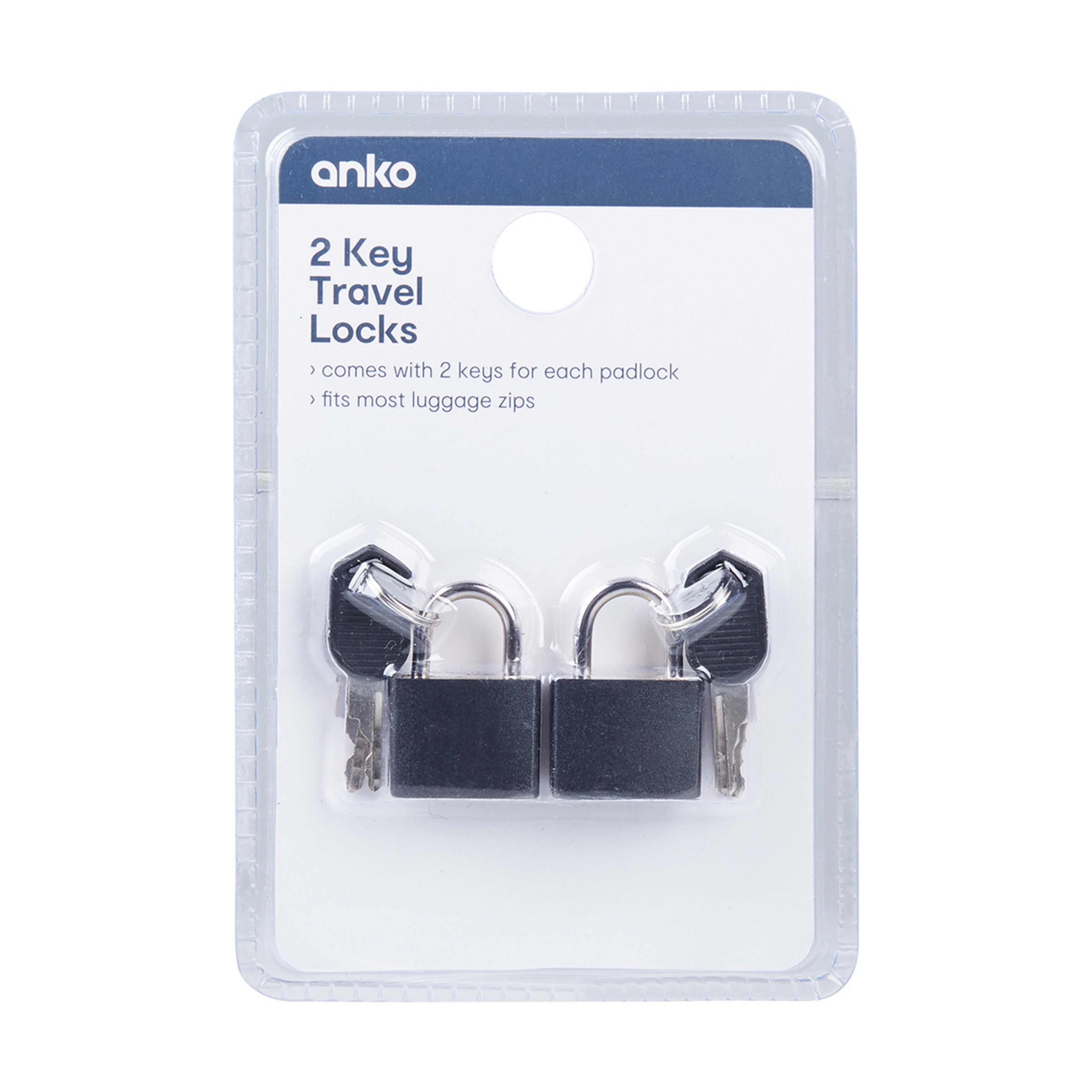 2 Key Travel Locks Black Kmart
