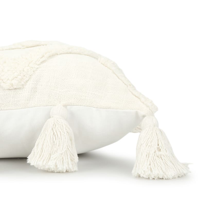 43cm Tufted Tassel Cushion White Kmart