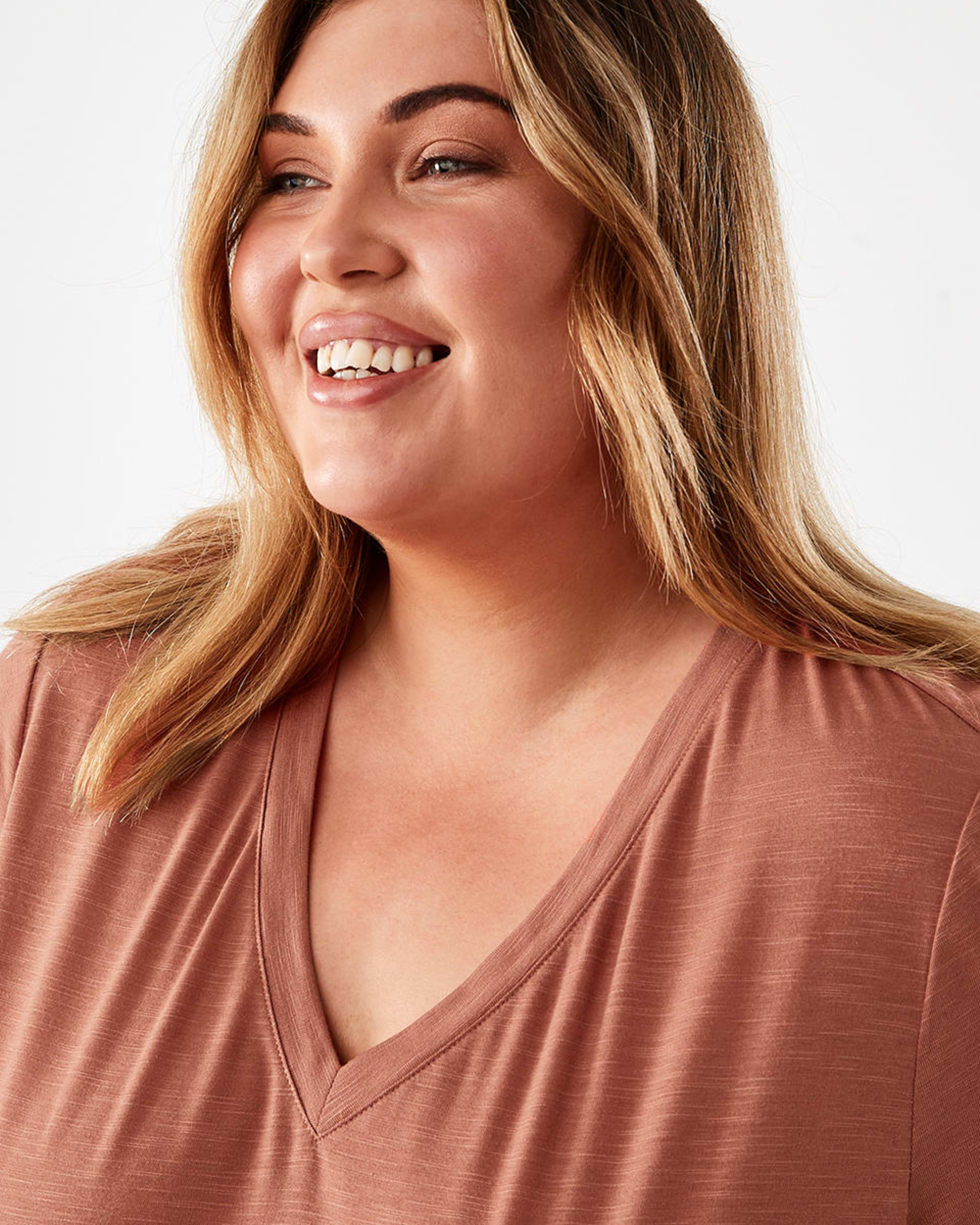 Curve Short Sleeve VNeck Jersey Midi Dress Kmart