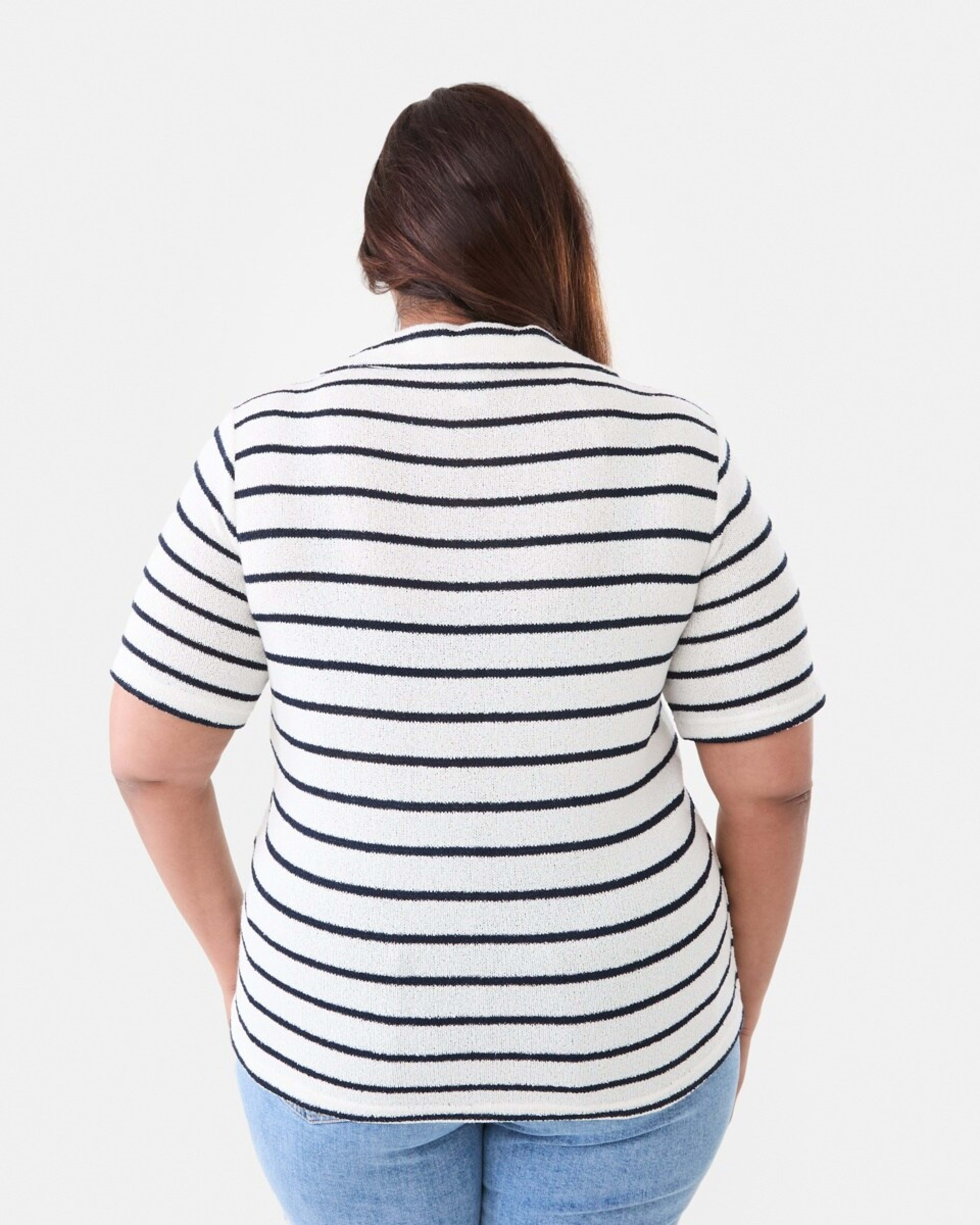 3 Curve Short Sleeve Textured Knit Polo Top Yan Srt W, 3 of 5