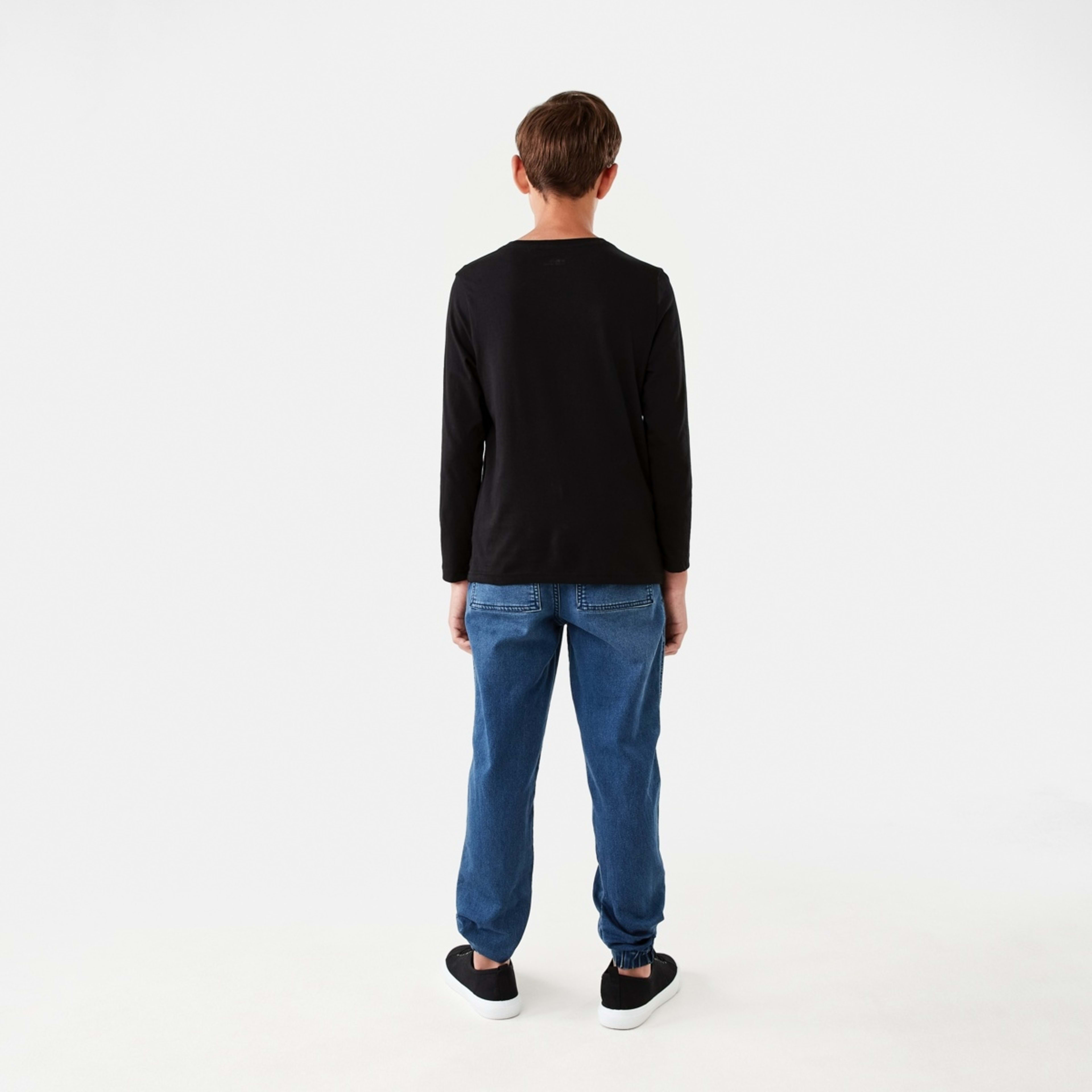 6 Long Sleeve Plain T-shirt Black, 6 of 8