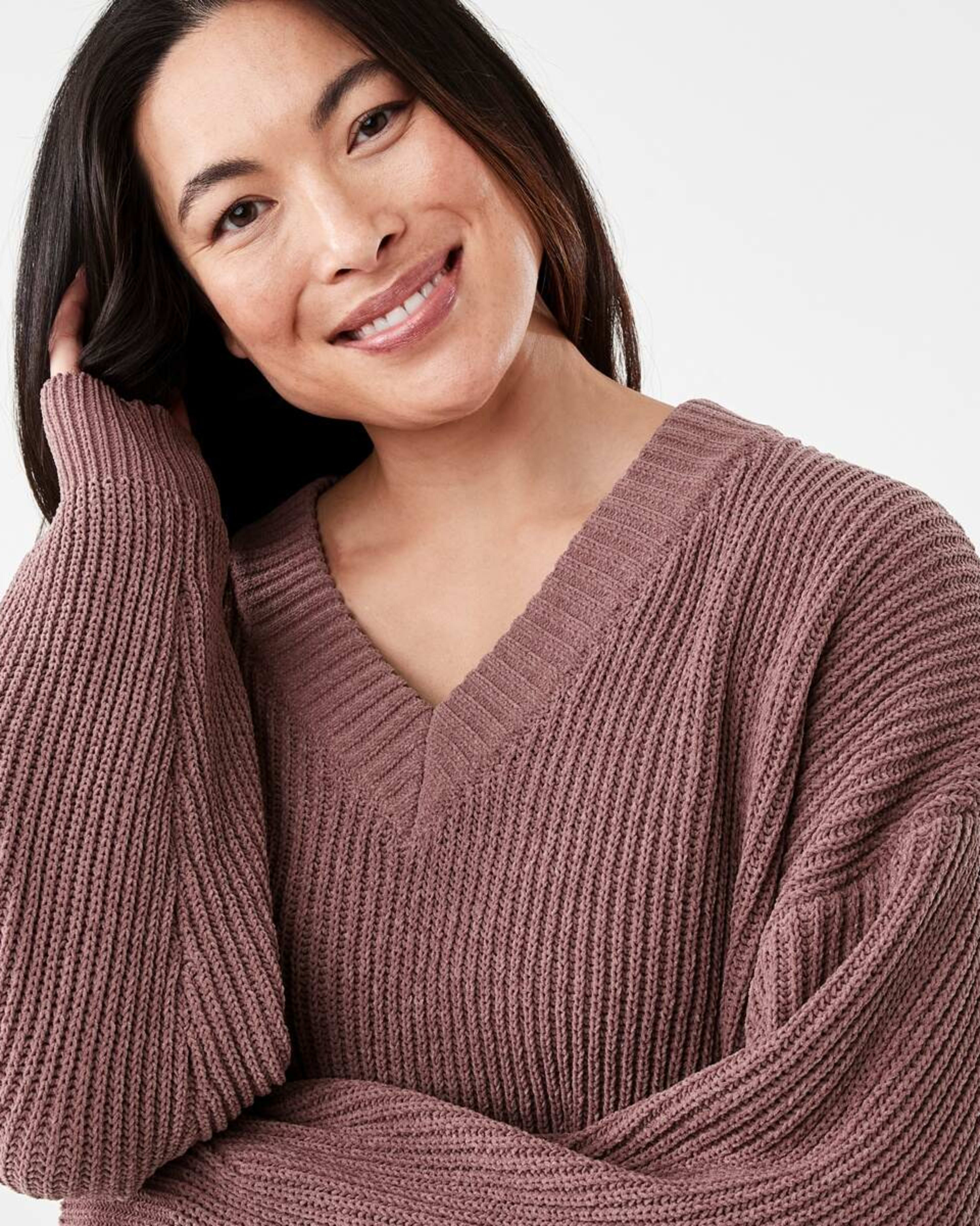 4 Chenille V-Neck Jumper FAWN TAUPE, 4 of 6