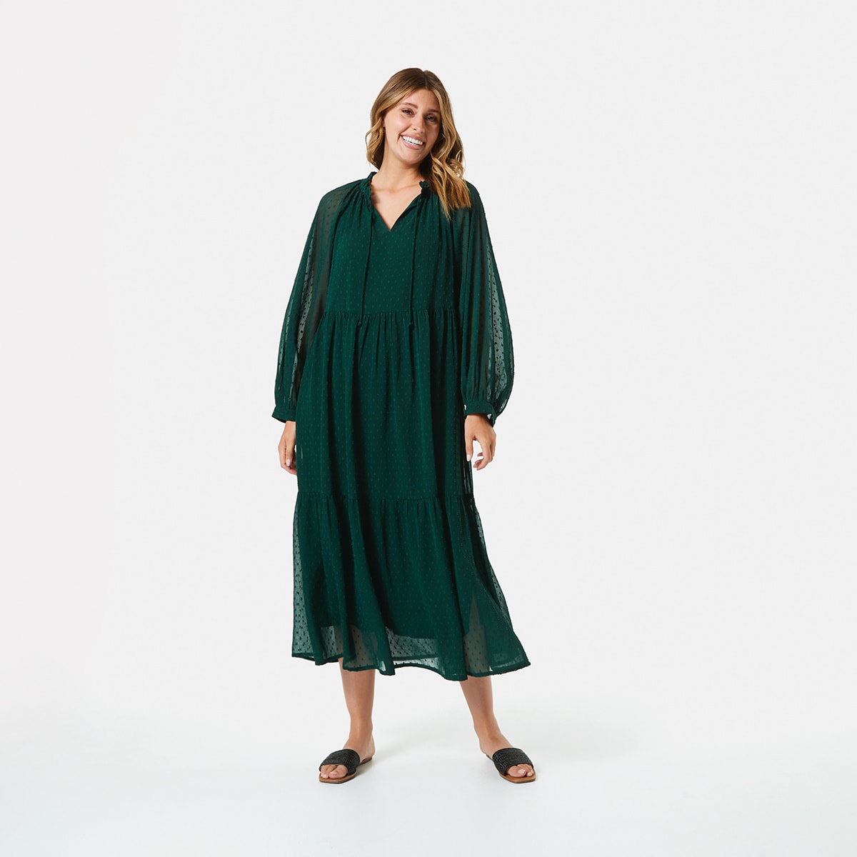Long Sleeve Tiered Maxi Dress - Kmart