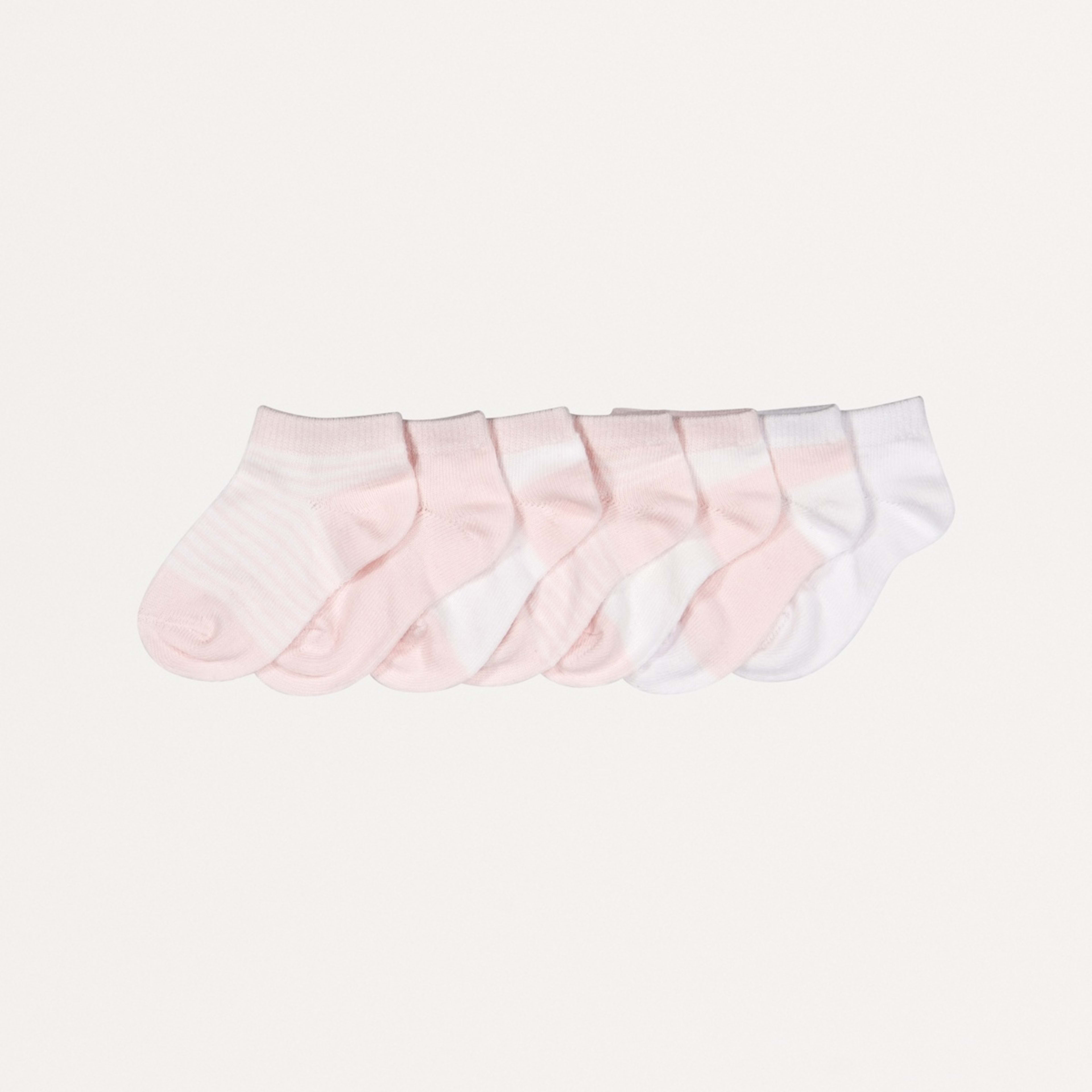 1 7 Pack Low Cut Socks Pink Stripe, 1 of 2