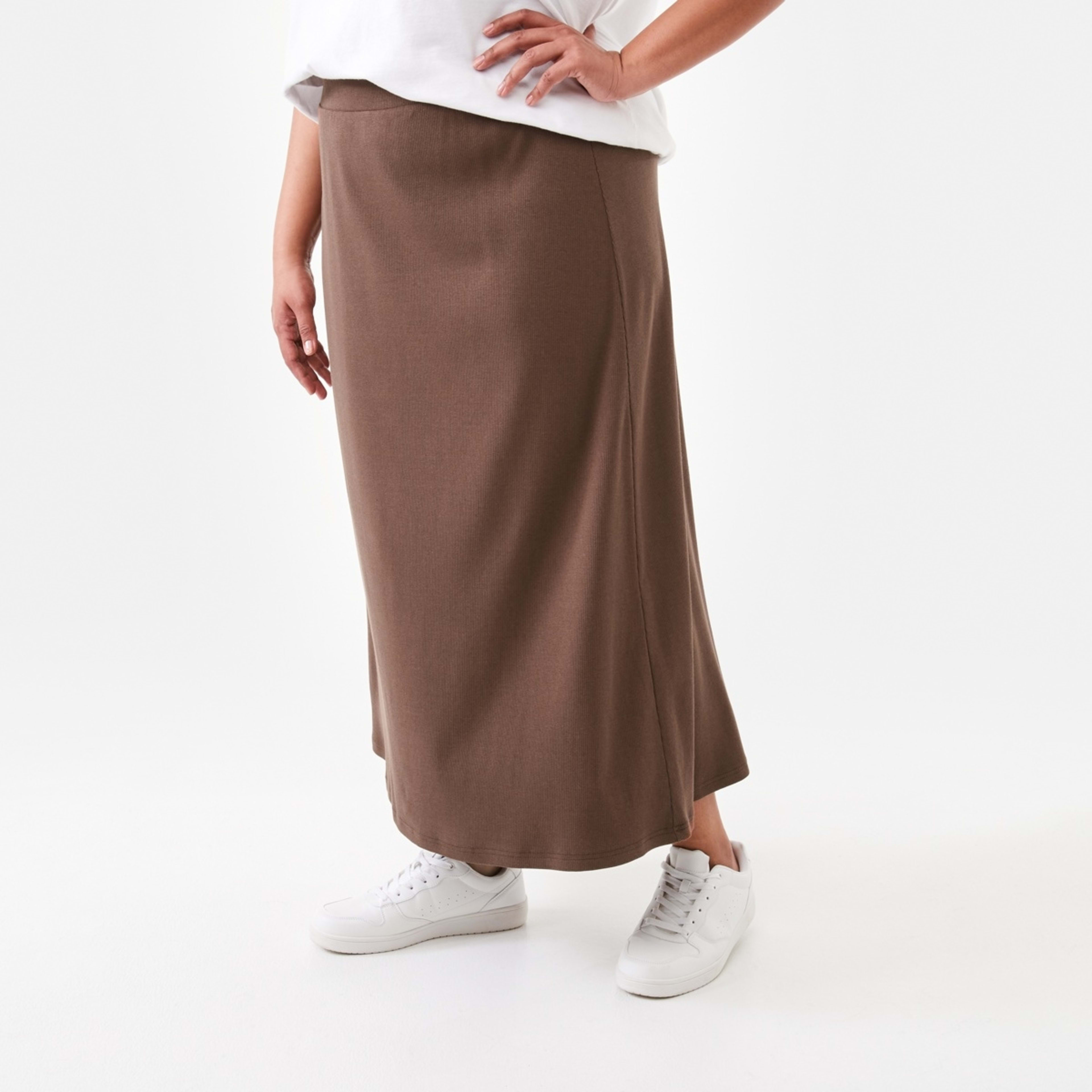 2 Curve Knit Midi Skirt Walnut, 2 of 6