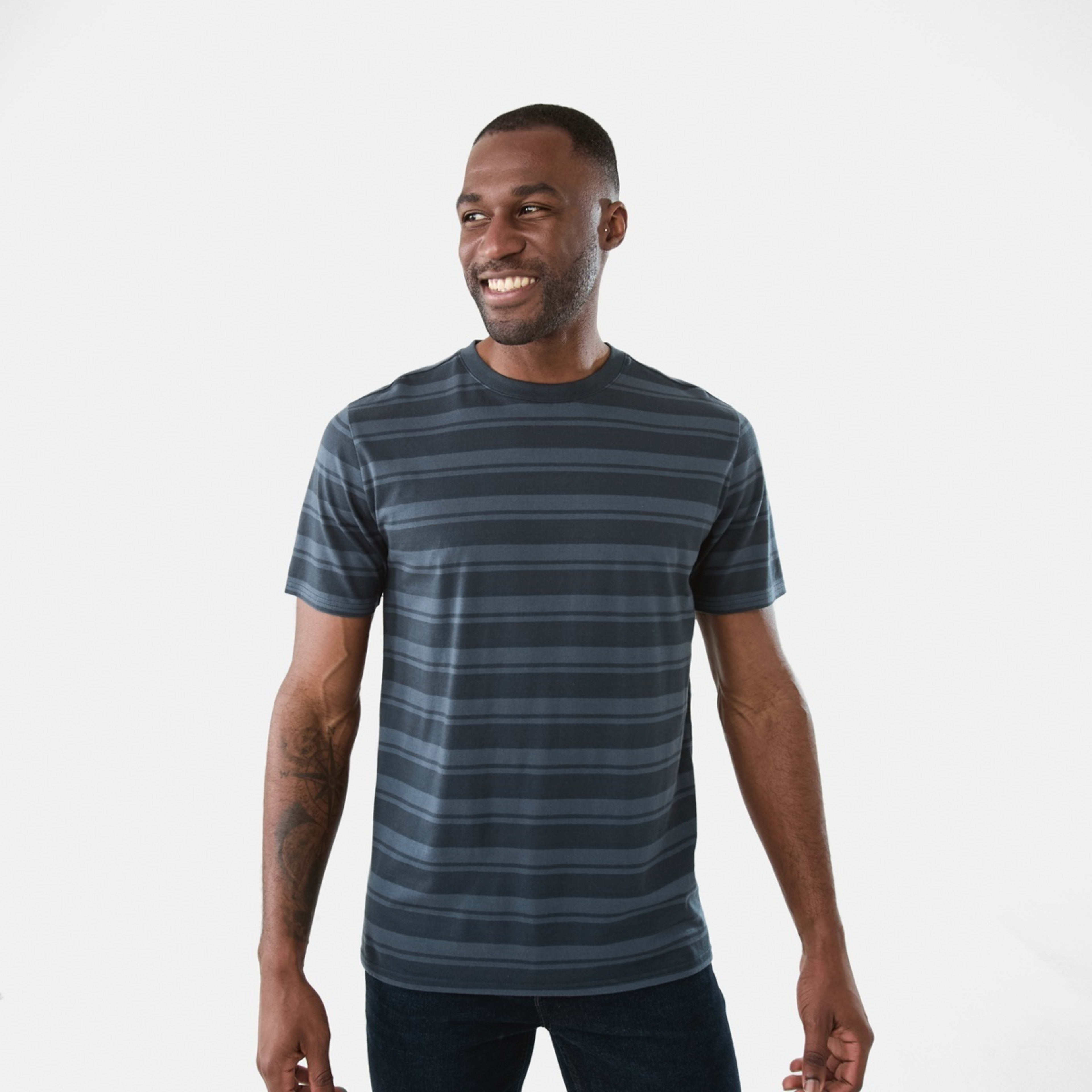 1 Australian Cotton Stripe T-shirt Mixed Stripe Blue Nights, 1 of 5