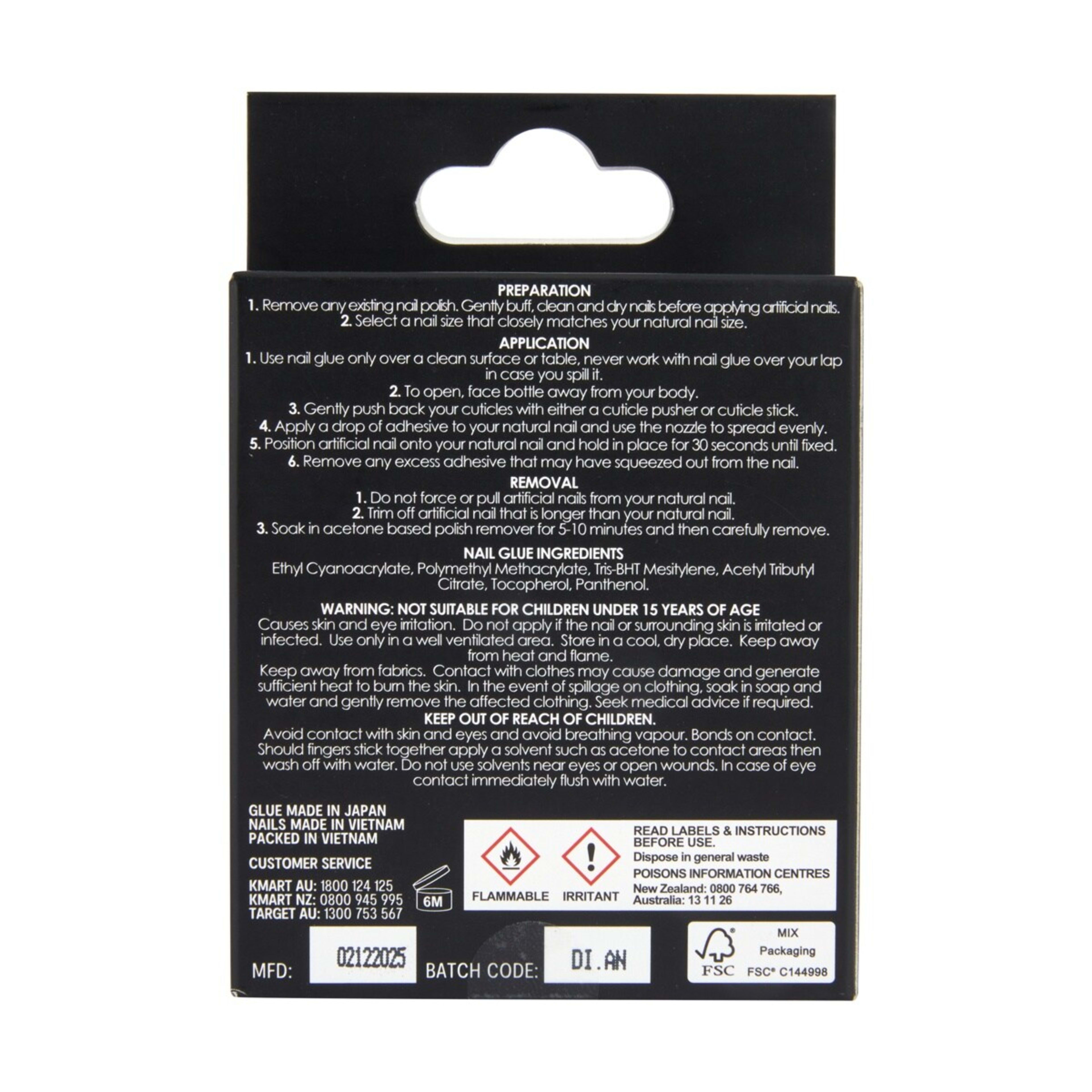 2 OXX Cosmetics 24 Pack Artificial Nails with Adhesive - Short Square Shape, Pearl Glazed, 2 of 5