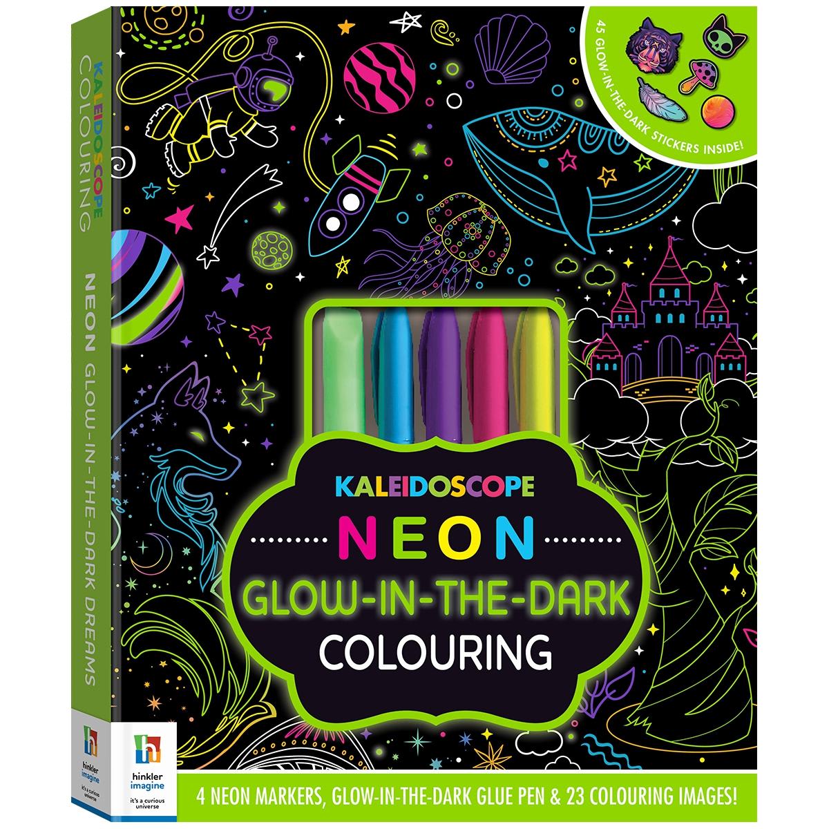 Kaleidoscope Neon Glow in the Dark Colouring Kit - Kmart