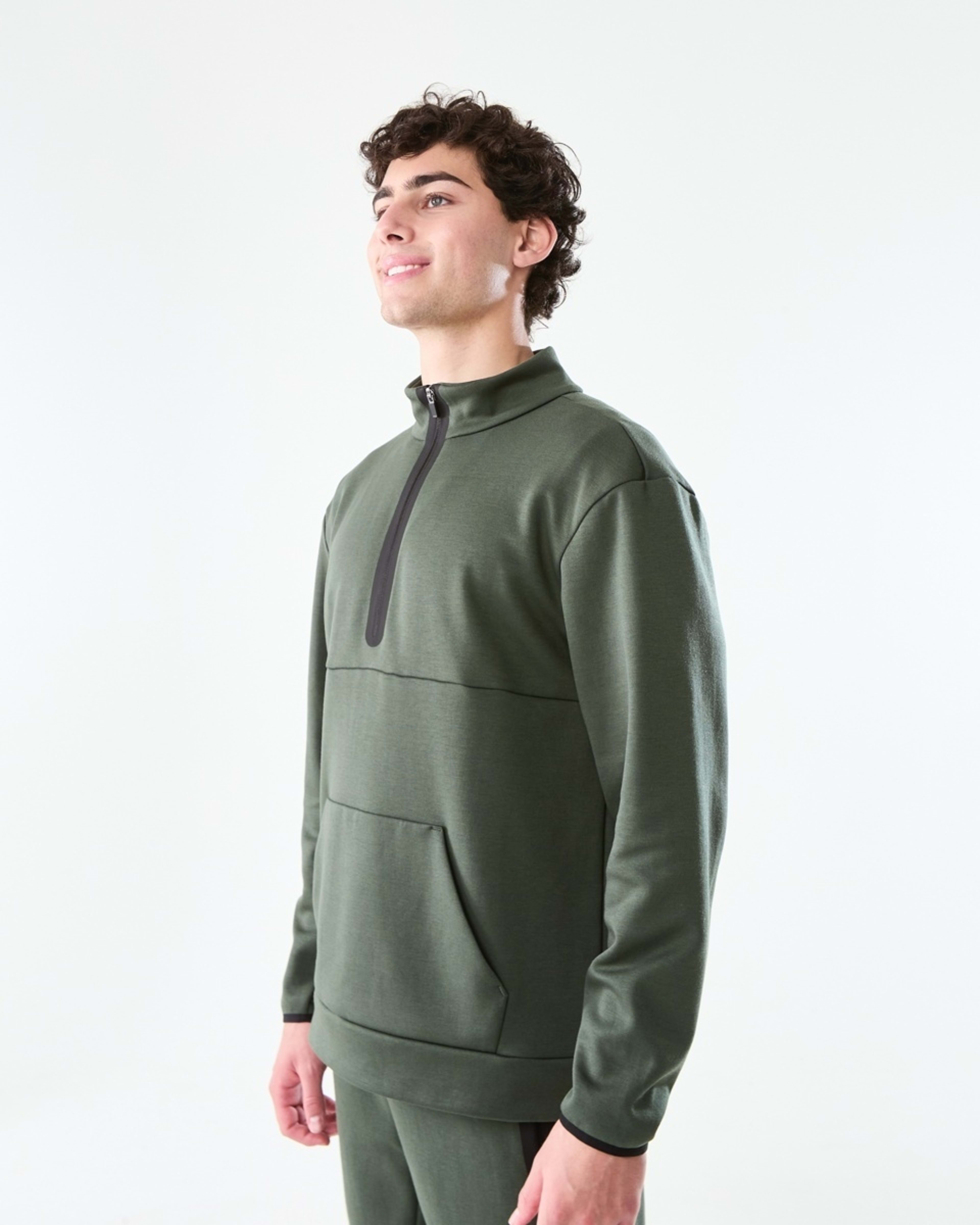2 Active Mens Sports Half Zip Pullover Deepest Green, 2 of 7