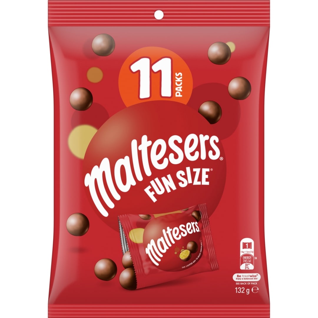 Maltesers 11 Piece Milk Chocolate Fun Size Share Pack 132g - Kmart