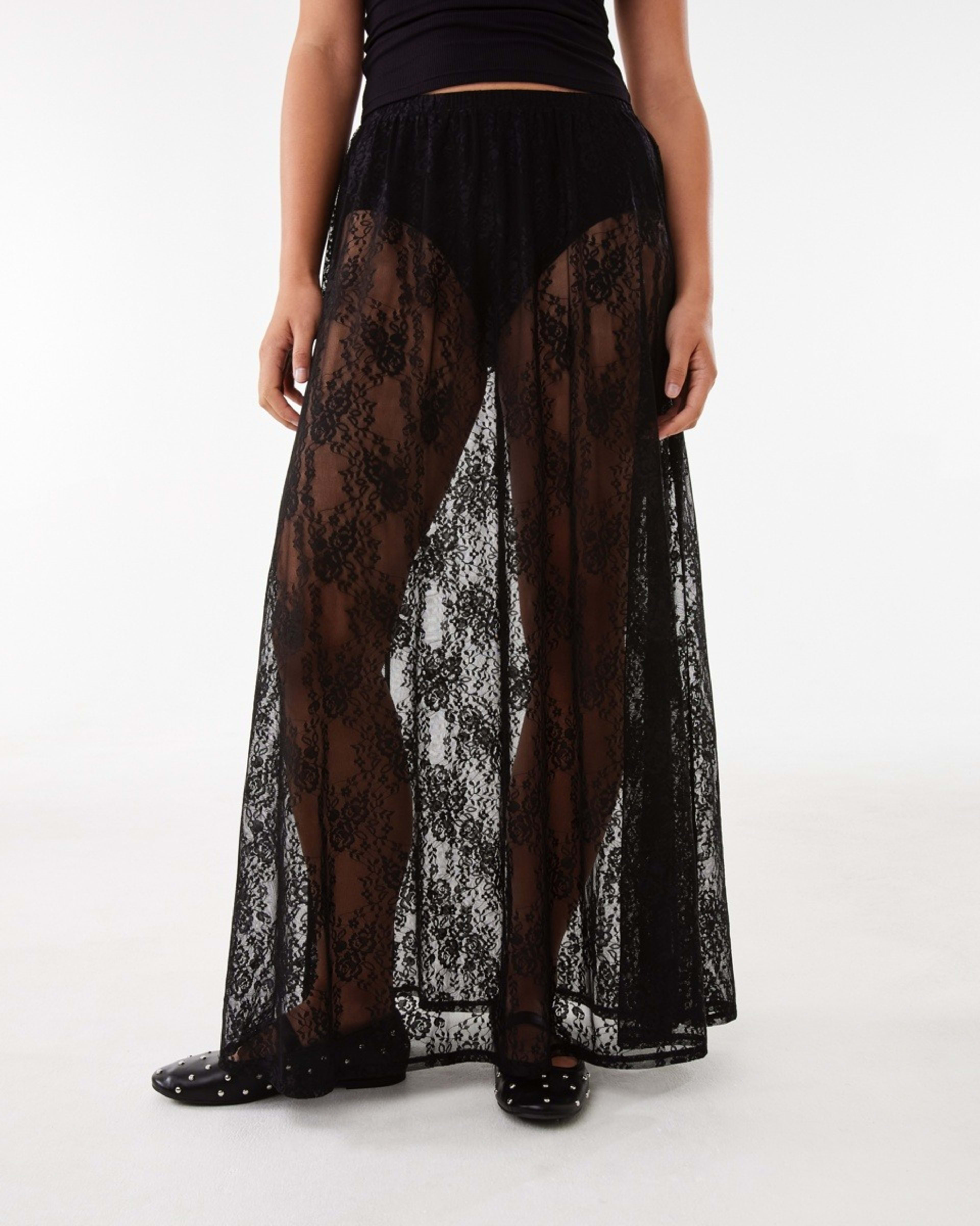 1 Lace Midi Skirt Black, 1 of 6