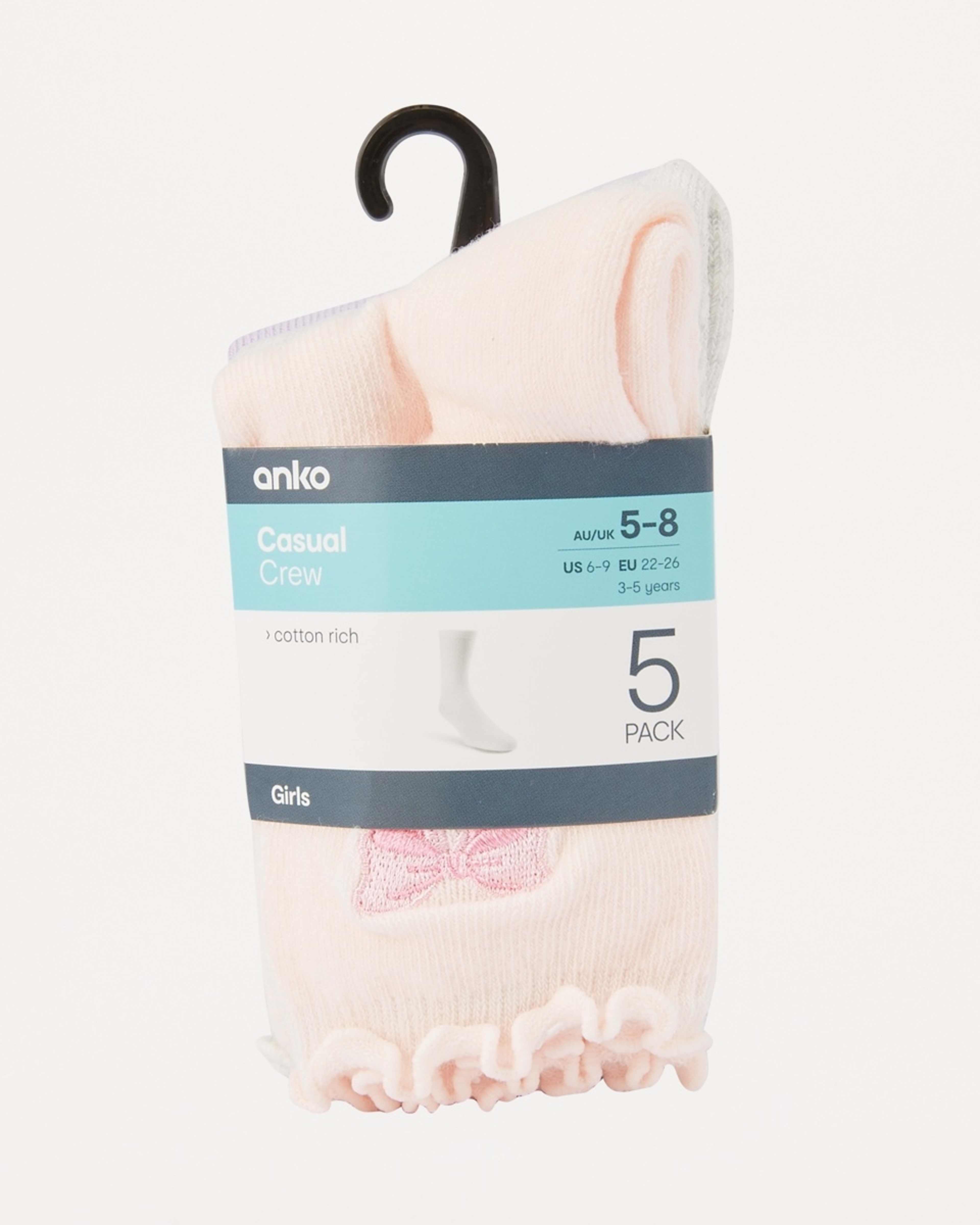 3 5 Pack Crew Socks PRETTY EMBROIDERY, 3 of 3