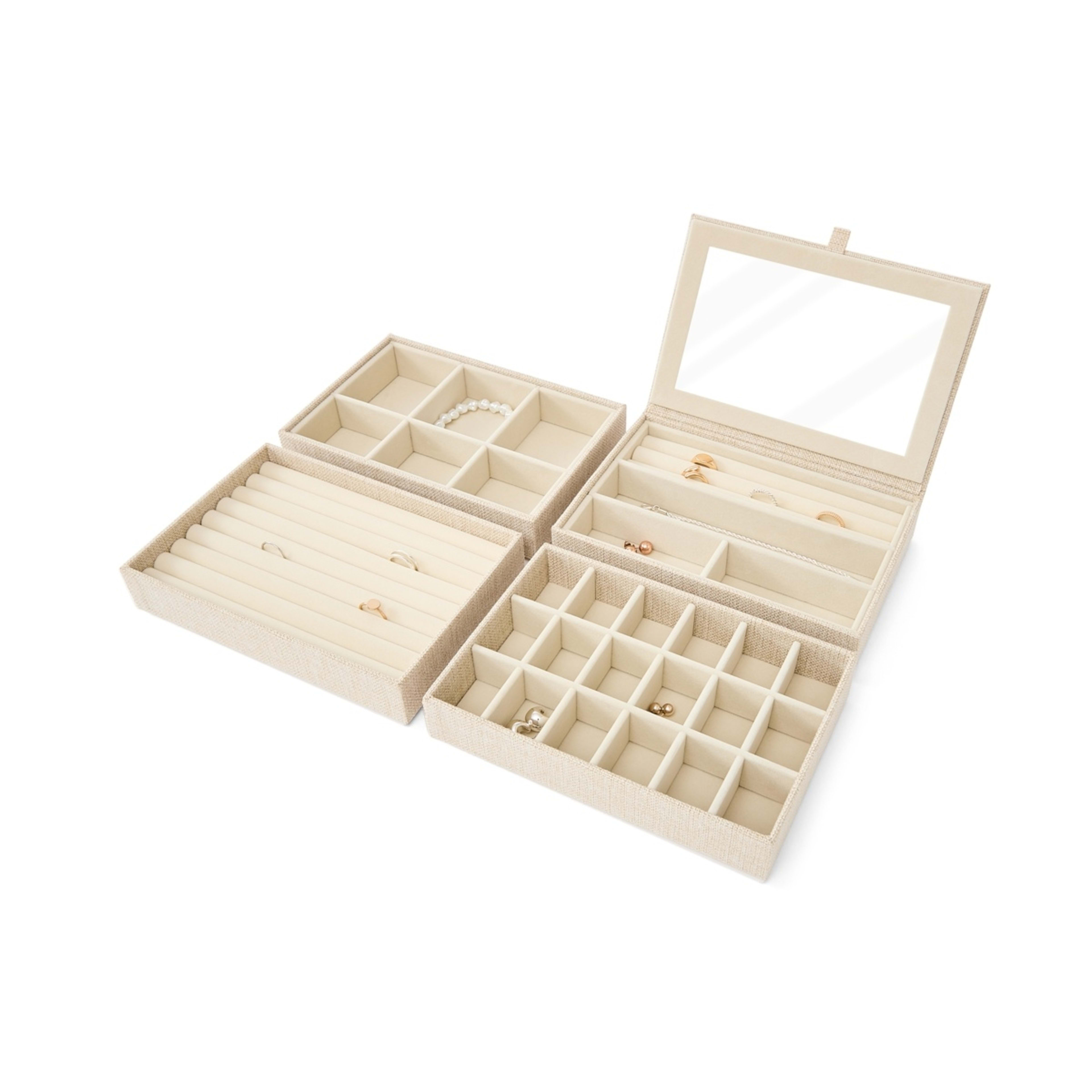 4 4 Pack Modular Linen Look Stacking Tray, 4 of 8
