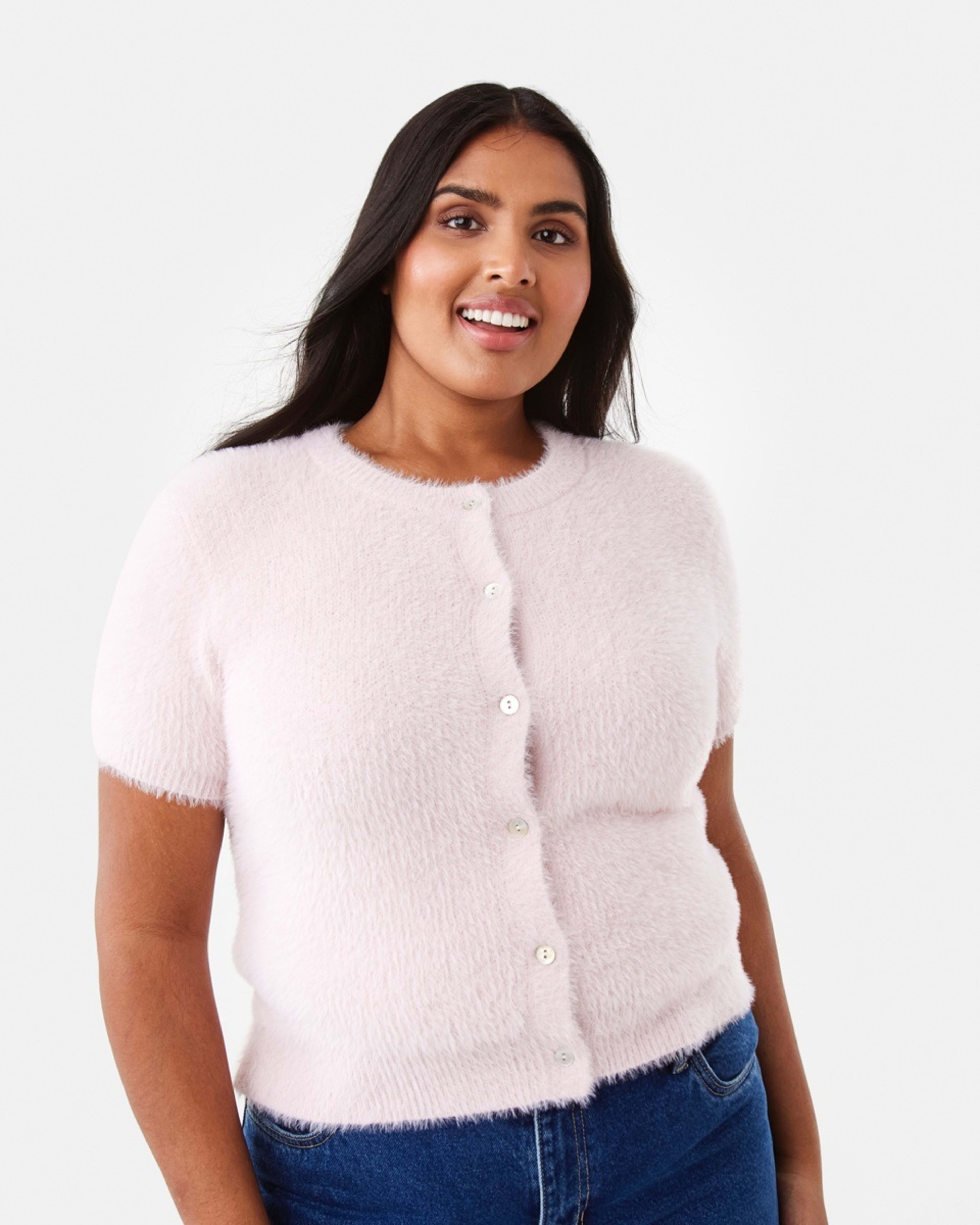 3 Short Sleeve Eyelash Cardigan Soft Pink, 3 of 9