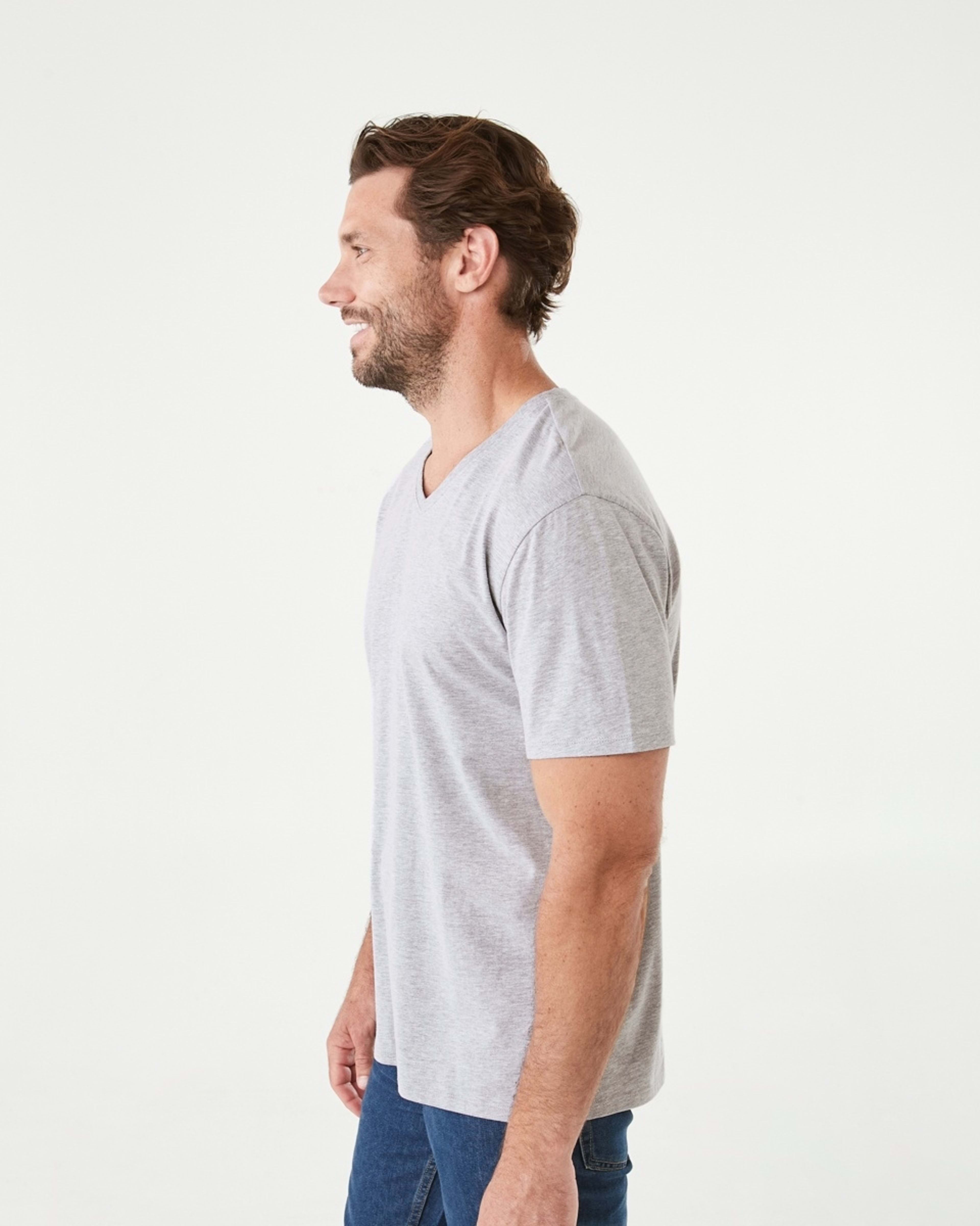 2 Plain V-Neck T-shirt Gry Marle, 2 of 5