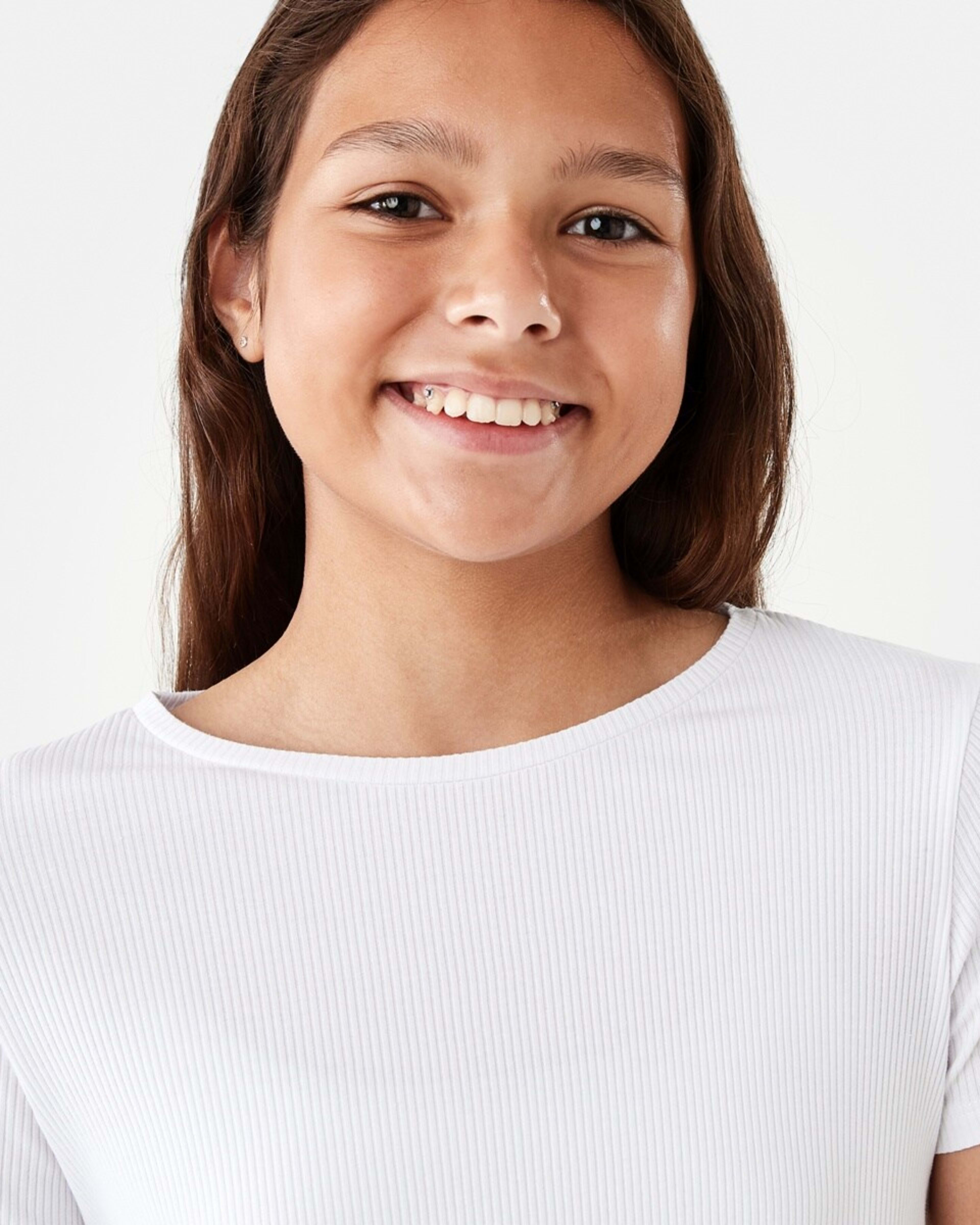 3 Short Sleeve Rib Top White, 3 of 8