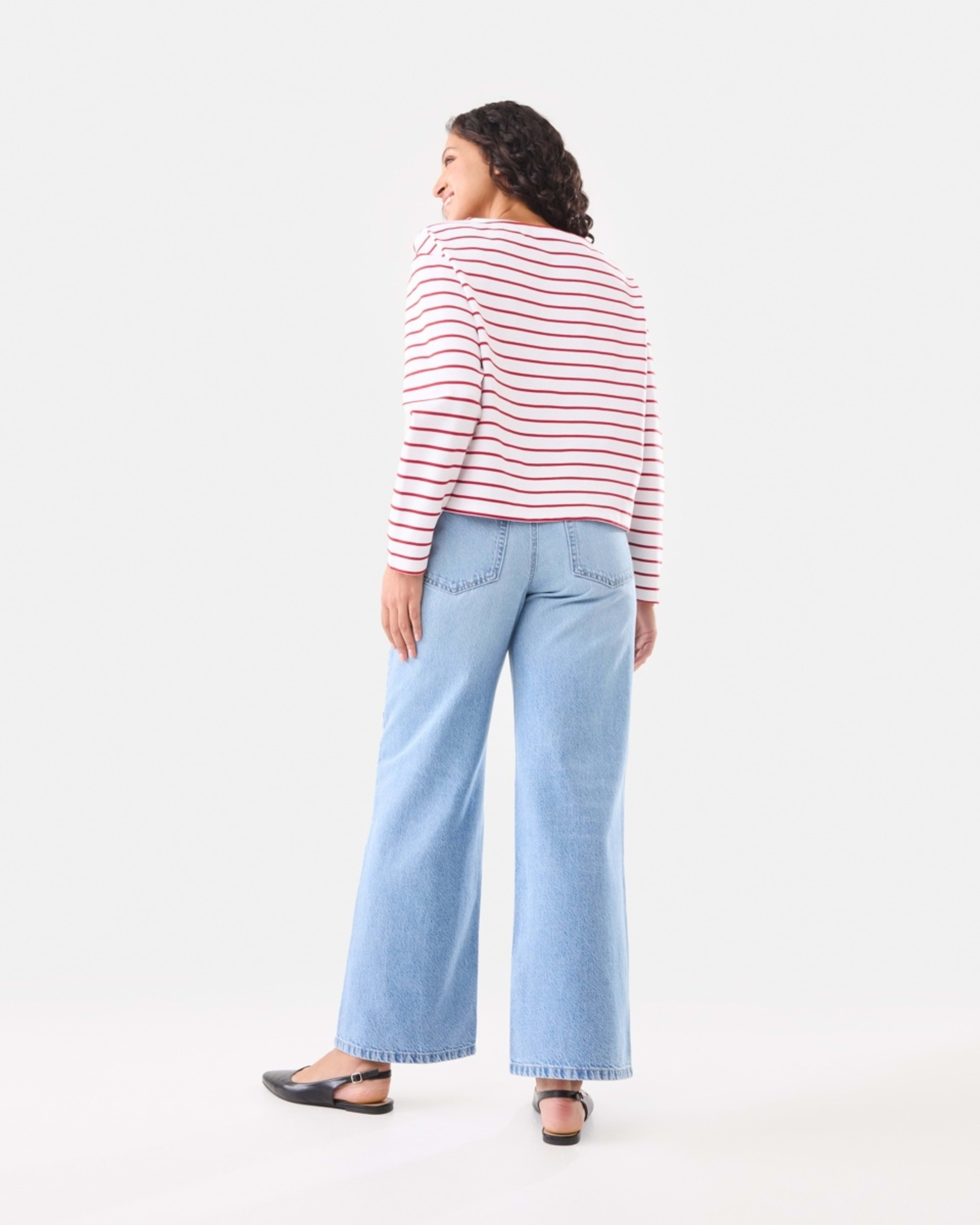 4 Wide Tie Waist Jeans Light Wash, 4 of 7