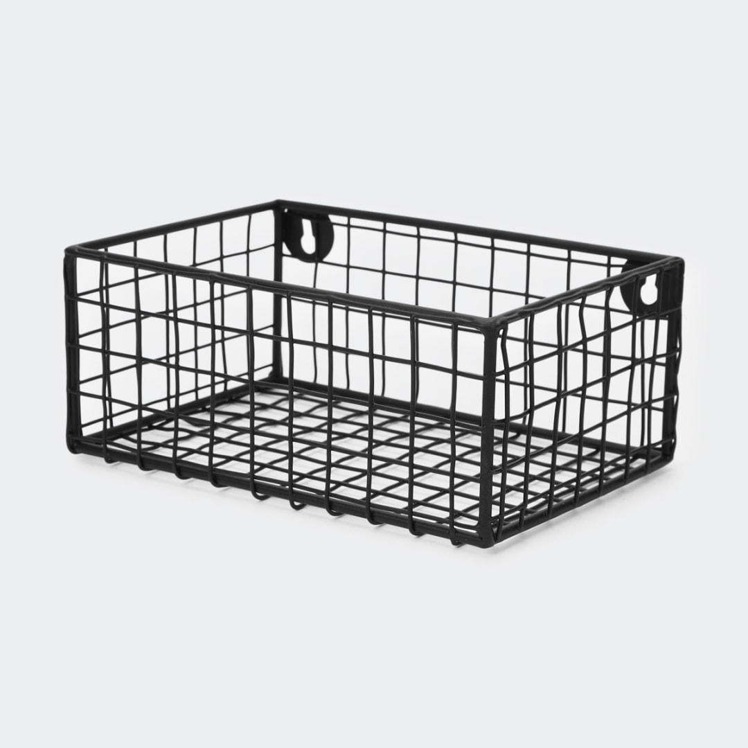 Set of 3 Metal Shelf Baskets Black Kmart