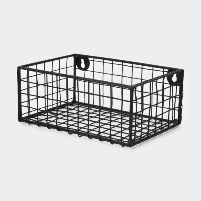 Set of 3 Metal Shelf Baskets Black Kmart