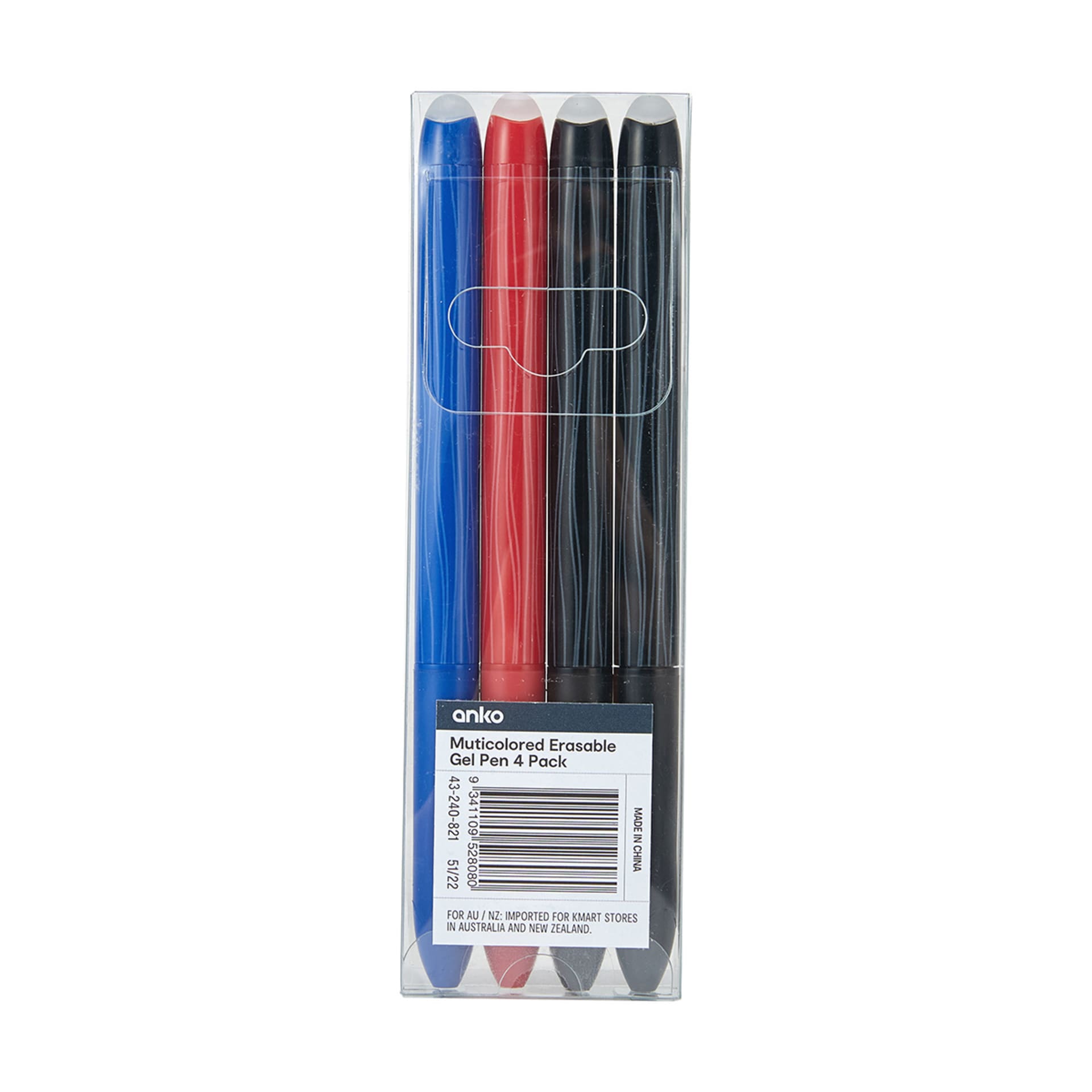4 Pack MultiColoured Erasable Gel Pen Kmart