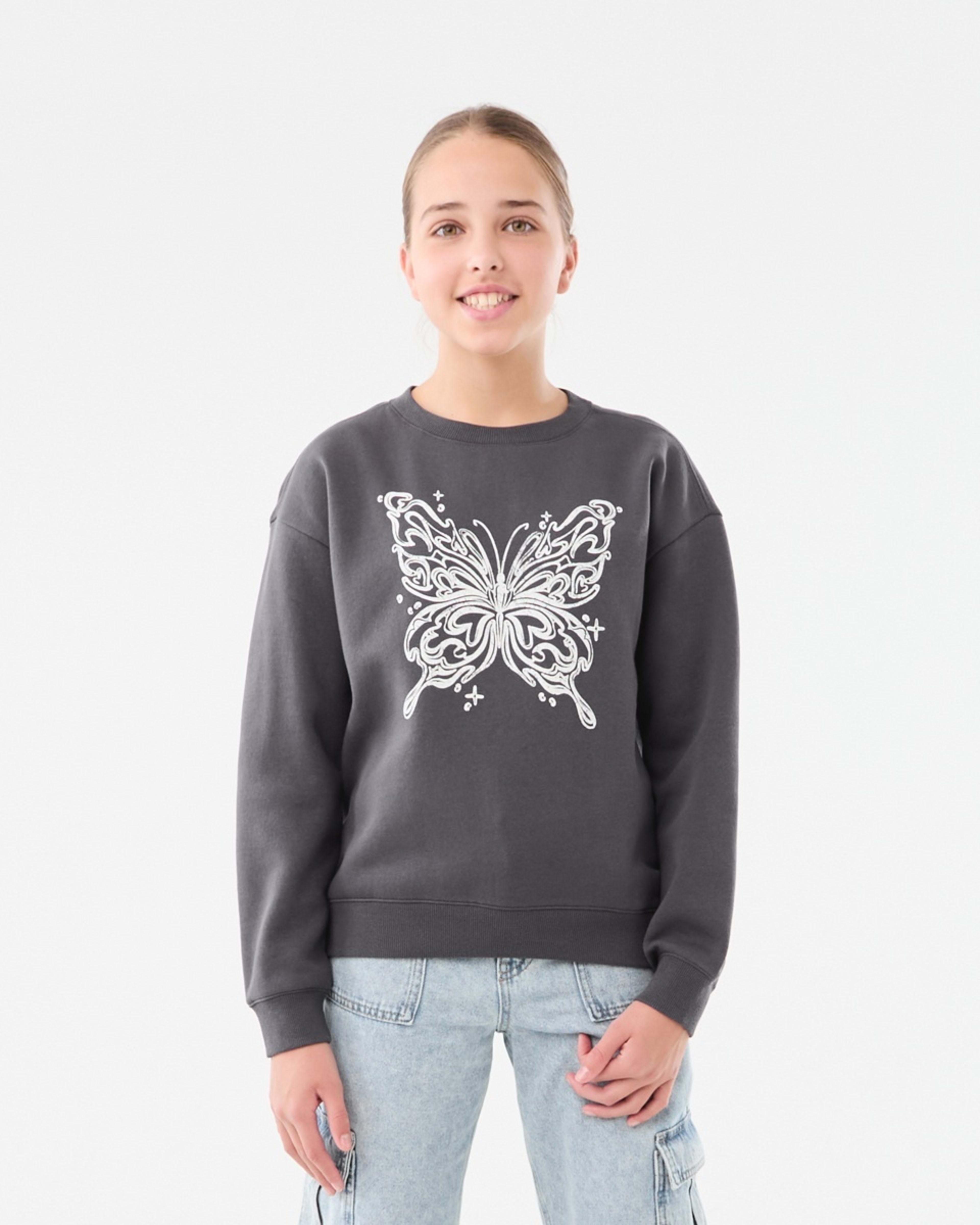 1 Print Crew Neck Sweatshirt Butterfly