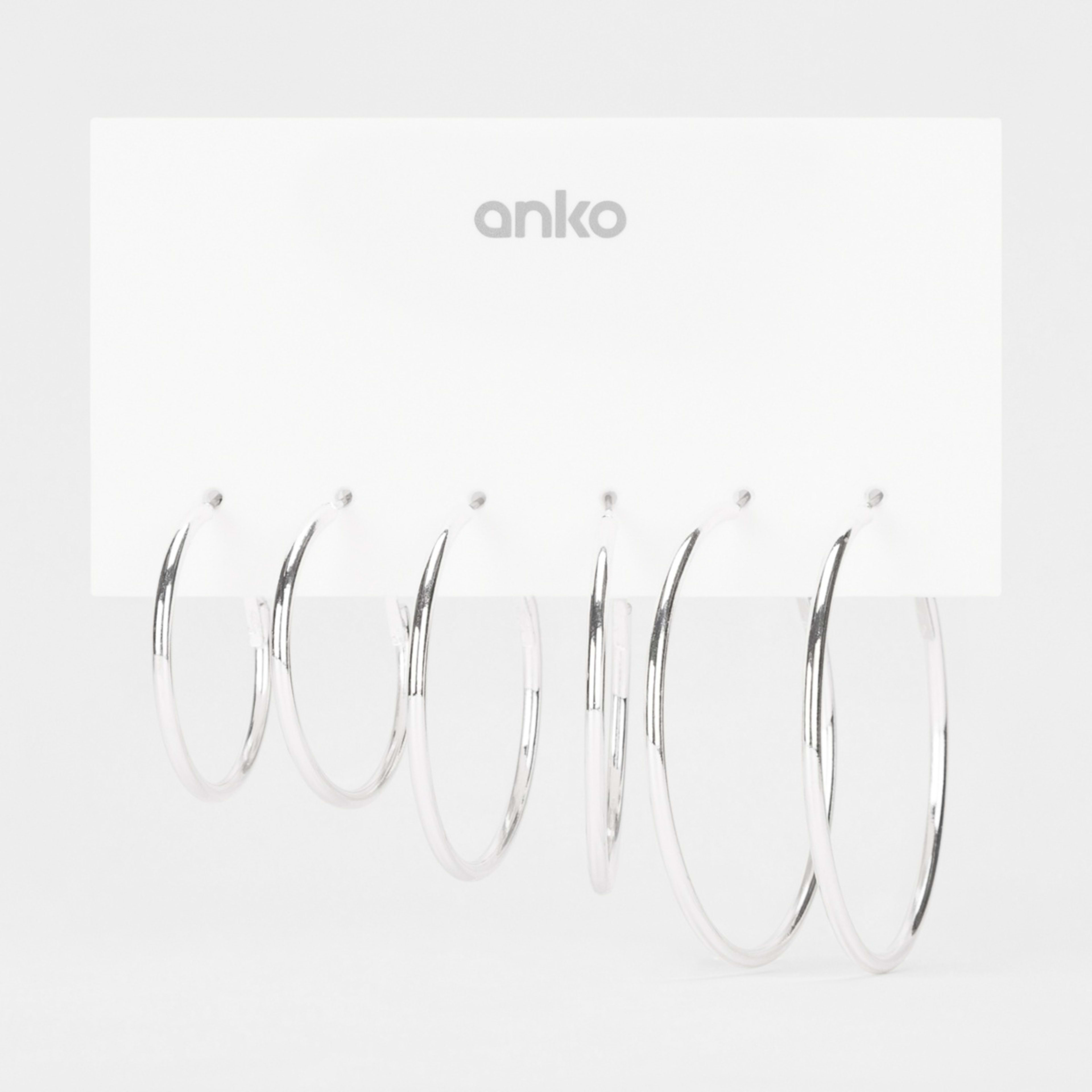 5 3 Pack Thin Hoop Earrings - Silver Tone, 5 of 5
