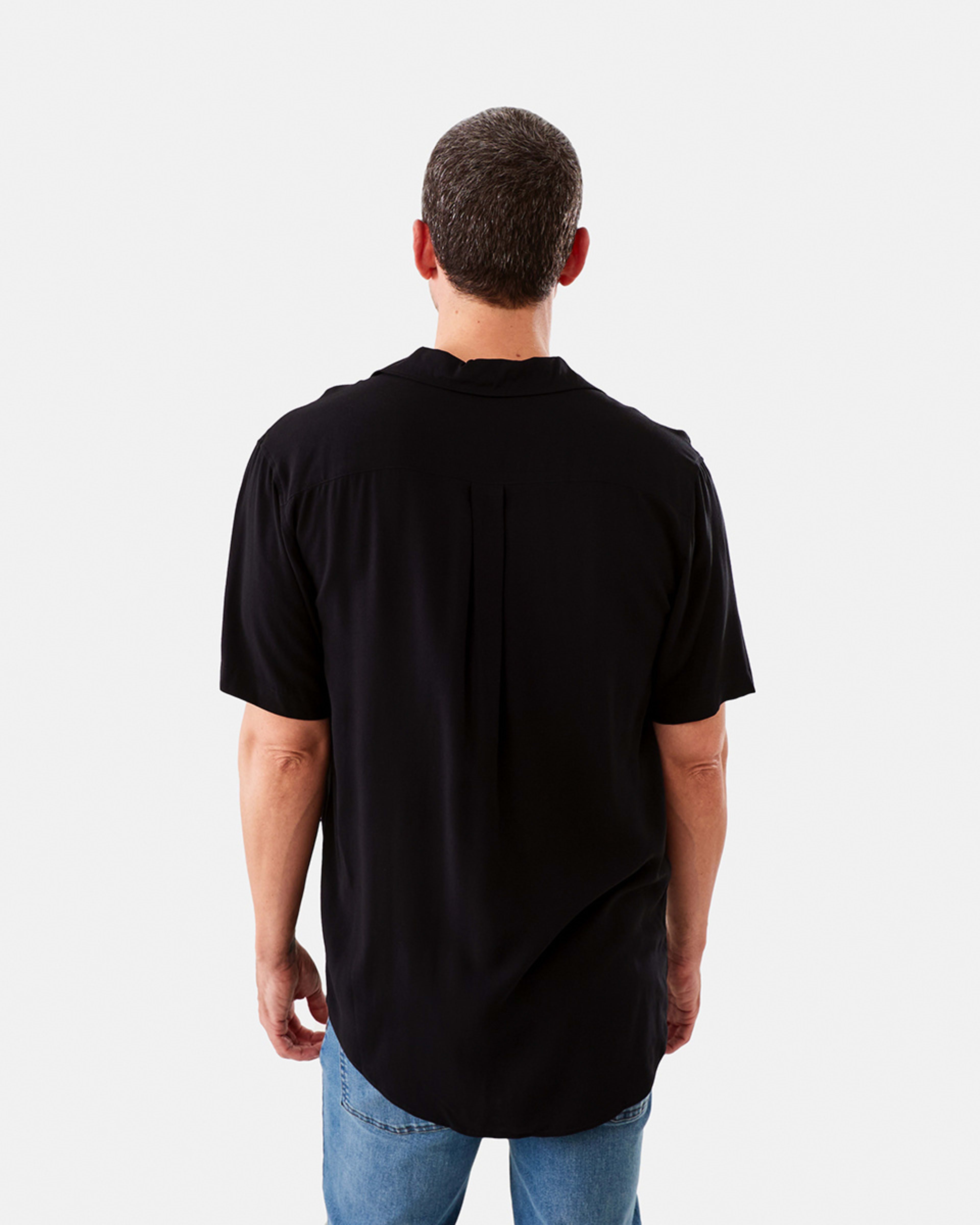 3 Short Sleeve Plain Resort Shirt Black, 3 of 6