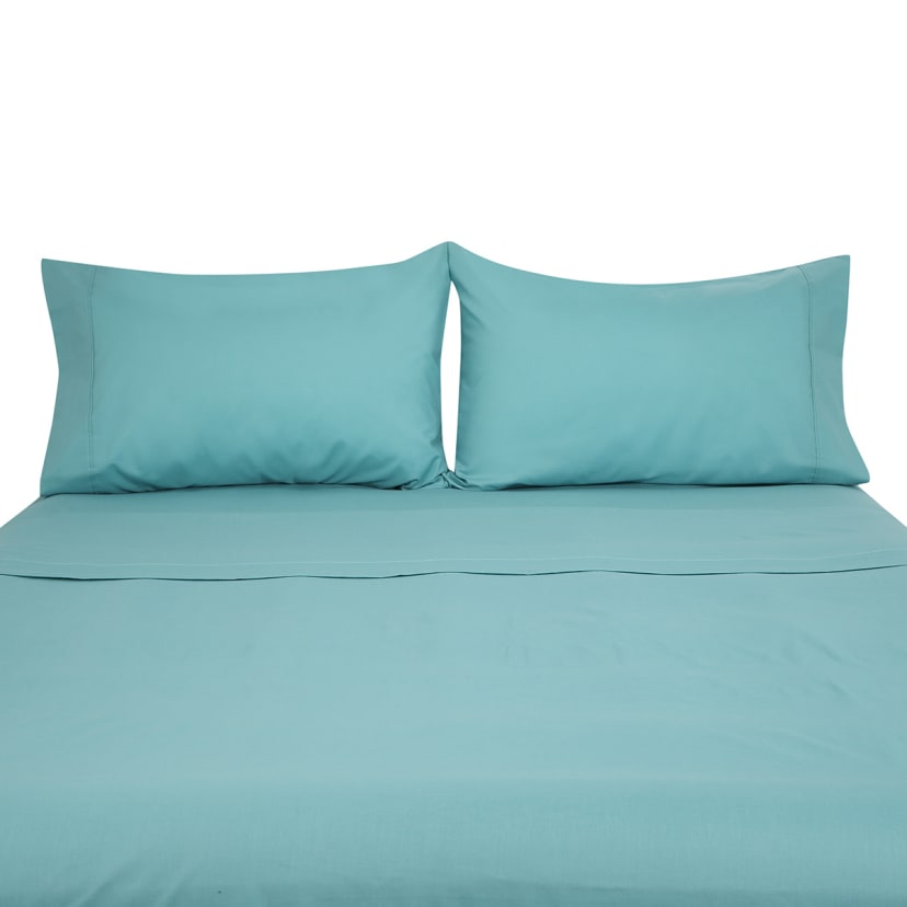 180 Thread Count Sheet Set Double Bed, Aqua Kmart
