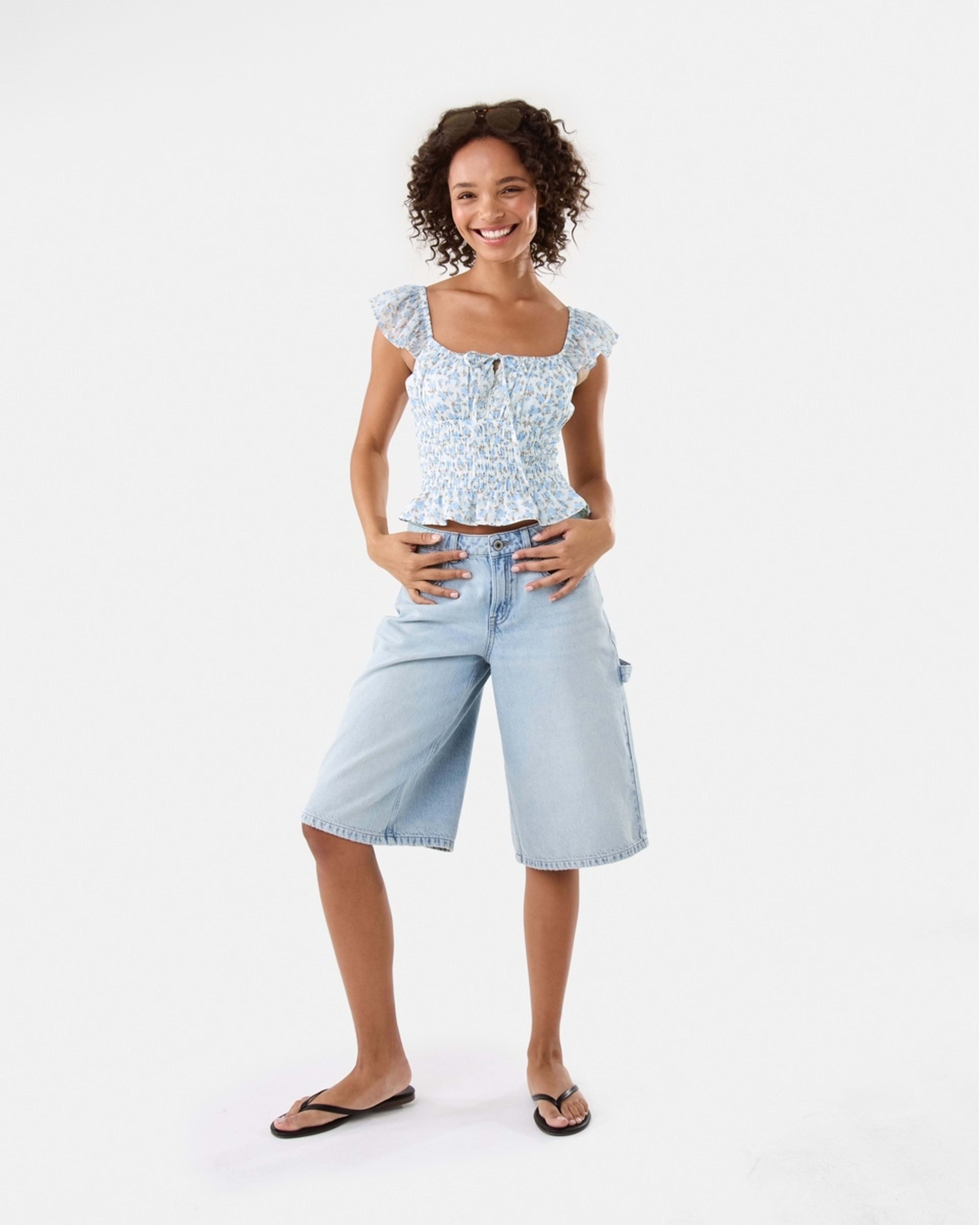 2 Tie Front Boho Top Blu Floral, 2 of 7