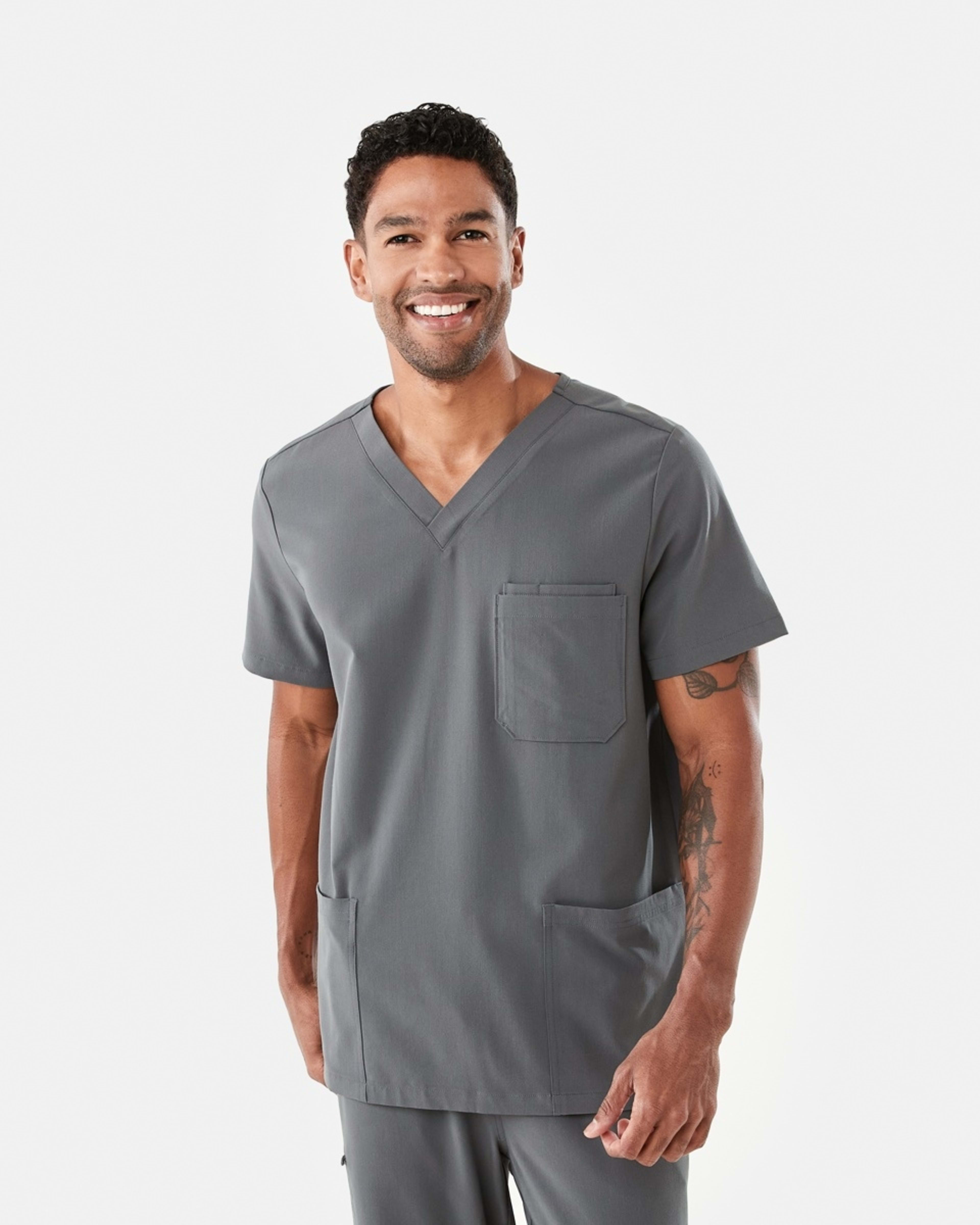 1 Work Short Sleeve Scrub Top Gry Volc