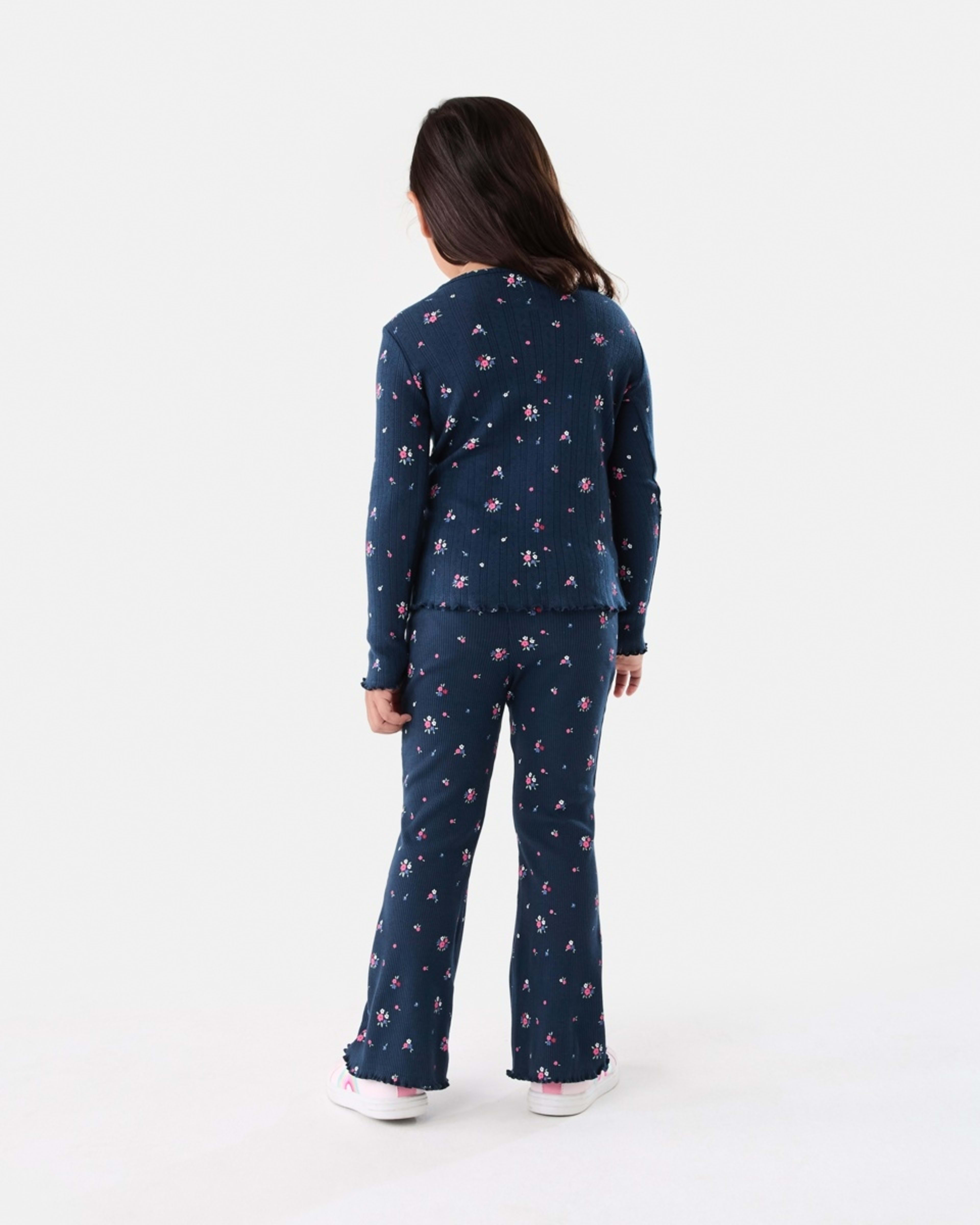 7 Long Sleeve Rib T-shirt Ditsy Floral Bouquet Navy, 7 of 9