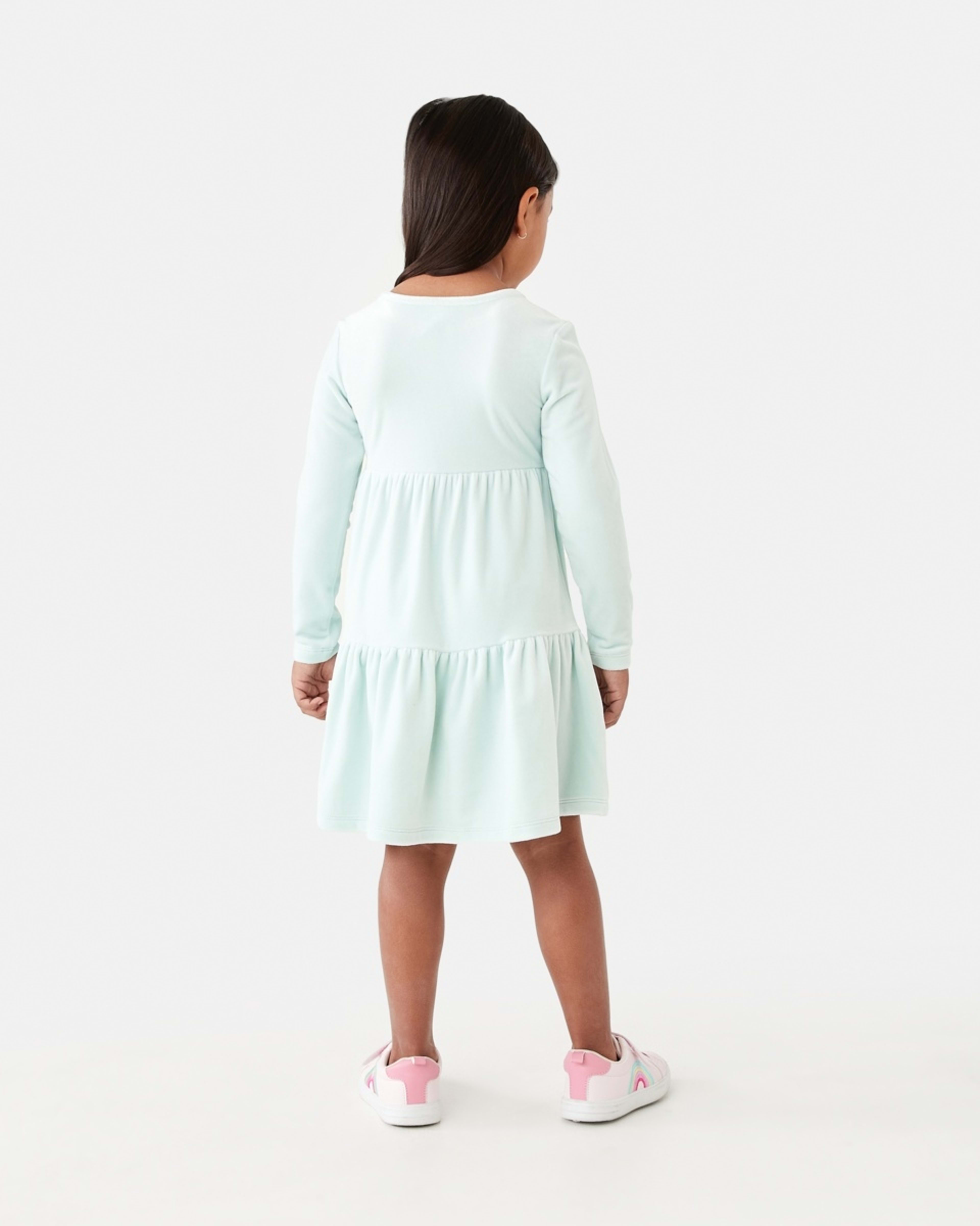 7 Long Sleeve Velour Tier Dress Butterfly, 7 of 9